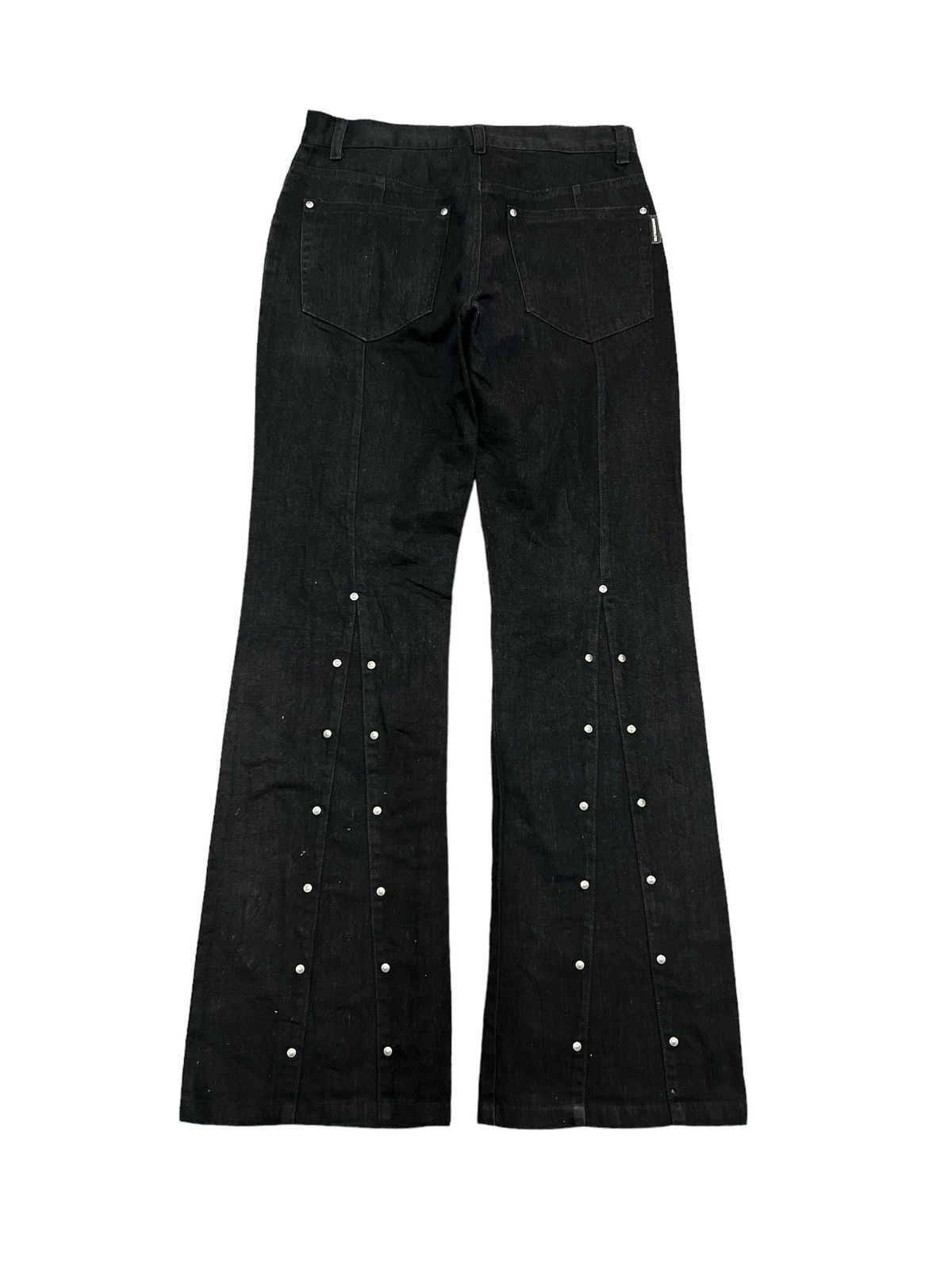 Seditionaries FLARED💥 Y2K BERNING SHO STUDED DENIM PANT Size US 29 - 6 Thumbnail