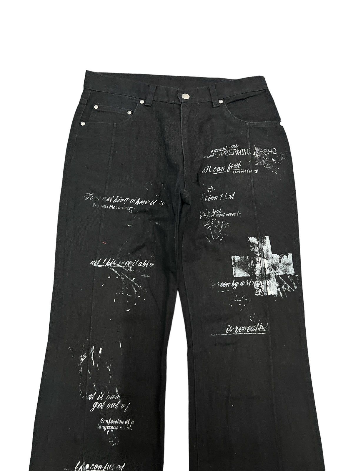 Seditionaries FLARED💥 Y2K BERNING SHO STUDED DENIM PANT Size US 29 - 3 Thumbnail