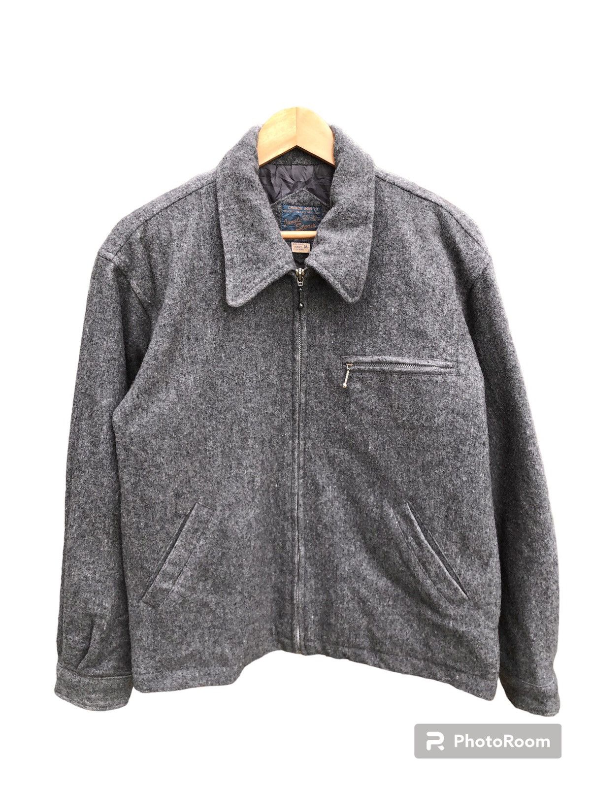 image of Vintage Jungle Storm Chore Wool Jacket in Grey, Men's (Size Medium)