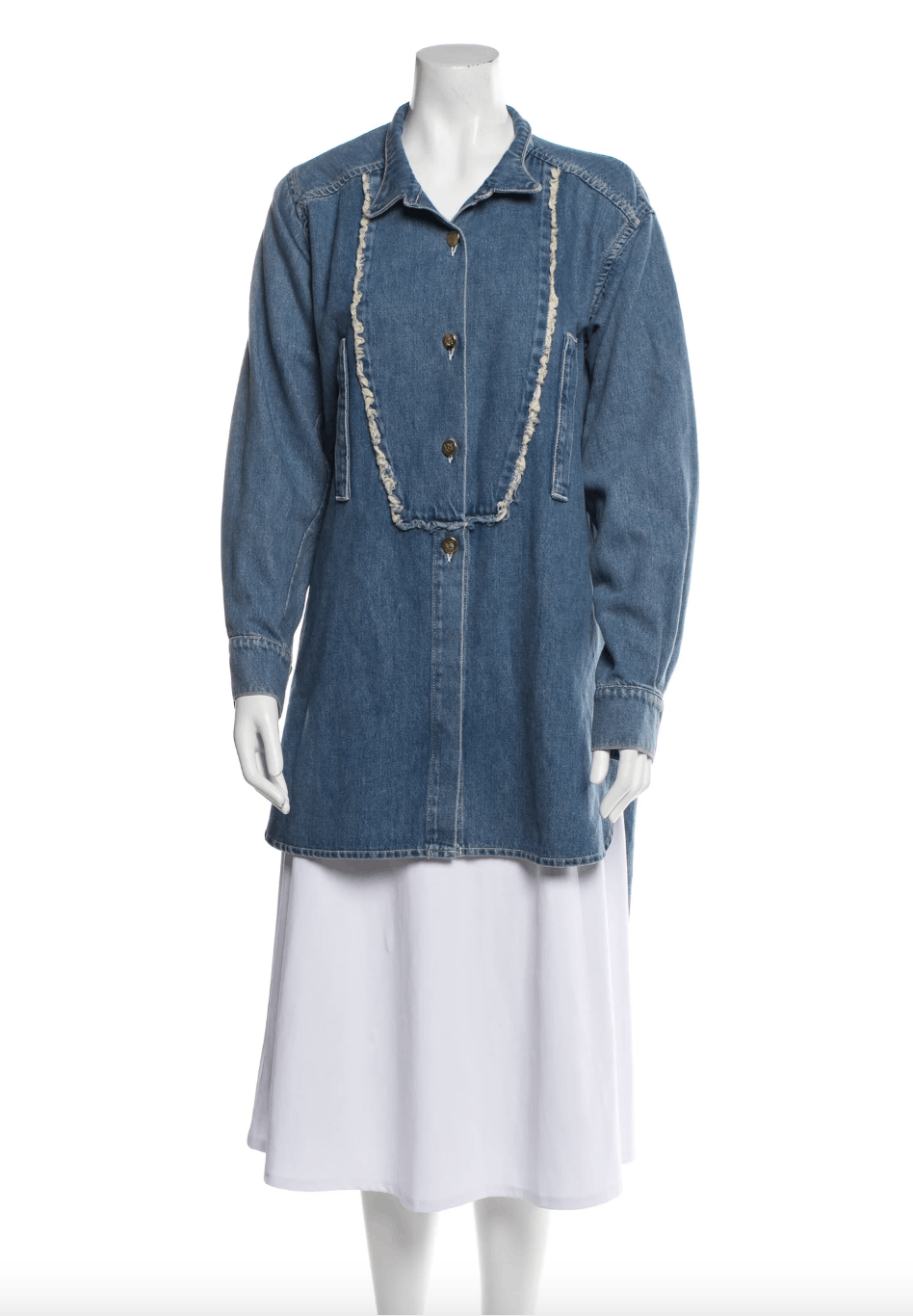 Loewe Loewe Long Asymmetrical Denim Shirt Size Medium Size US M / EU 48-50 / 2 - 1 Thumbnail