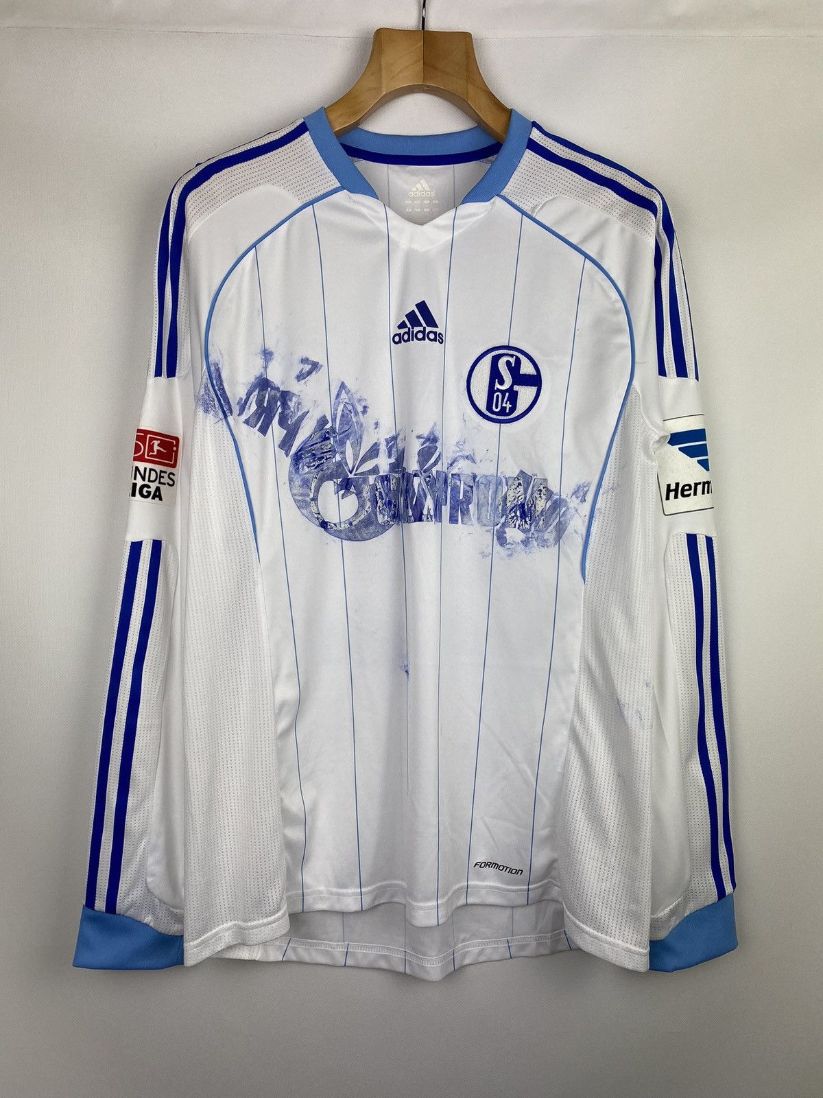 image of Adidas Fc Schalke 04 Barnetta Long Sleeve Jersey Size L in White, Men's