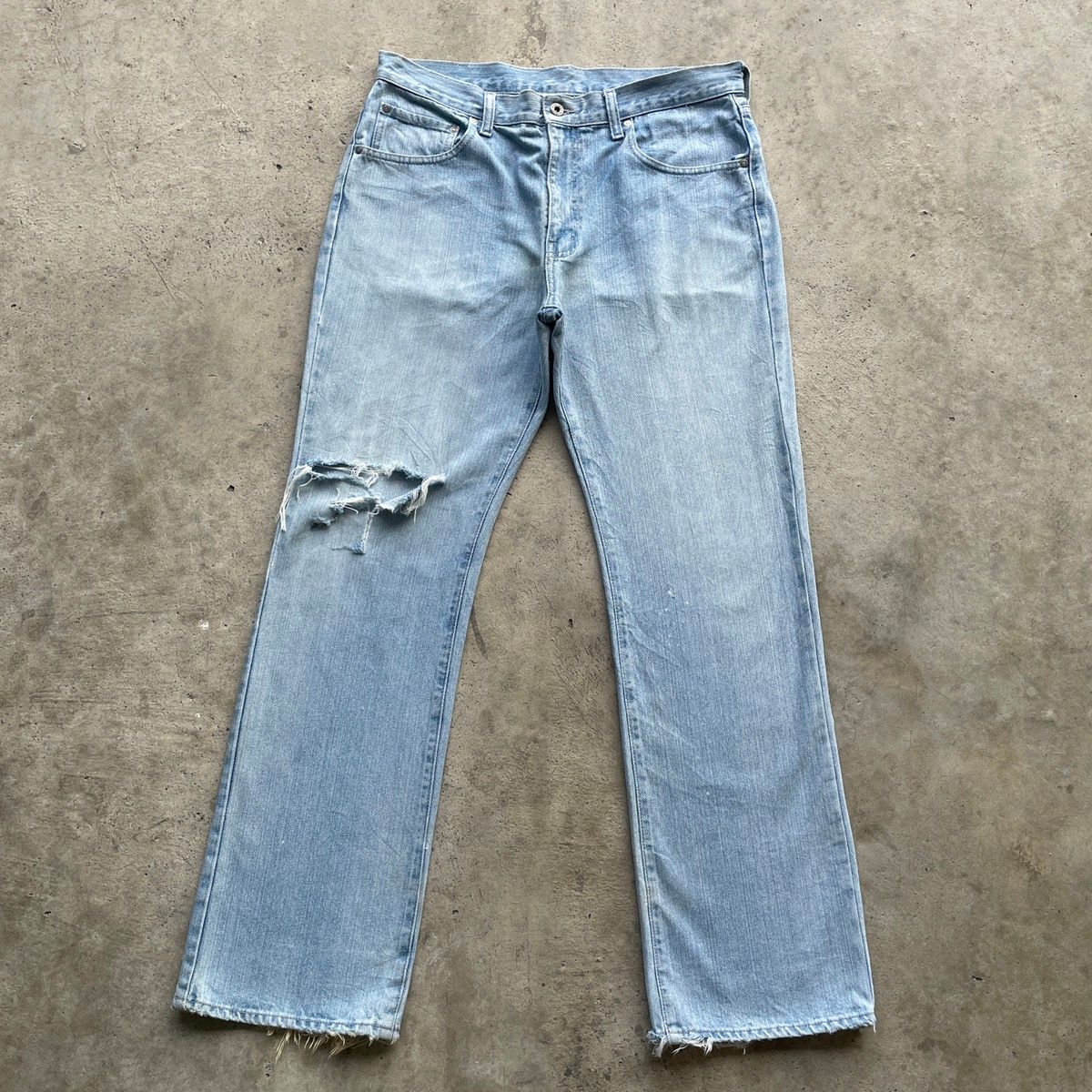 Pre-owned Distressed Denim X Jean Vintage Japanese Straight Faded Denim Jeans Pants Distressed In Faded Blue