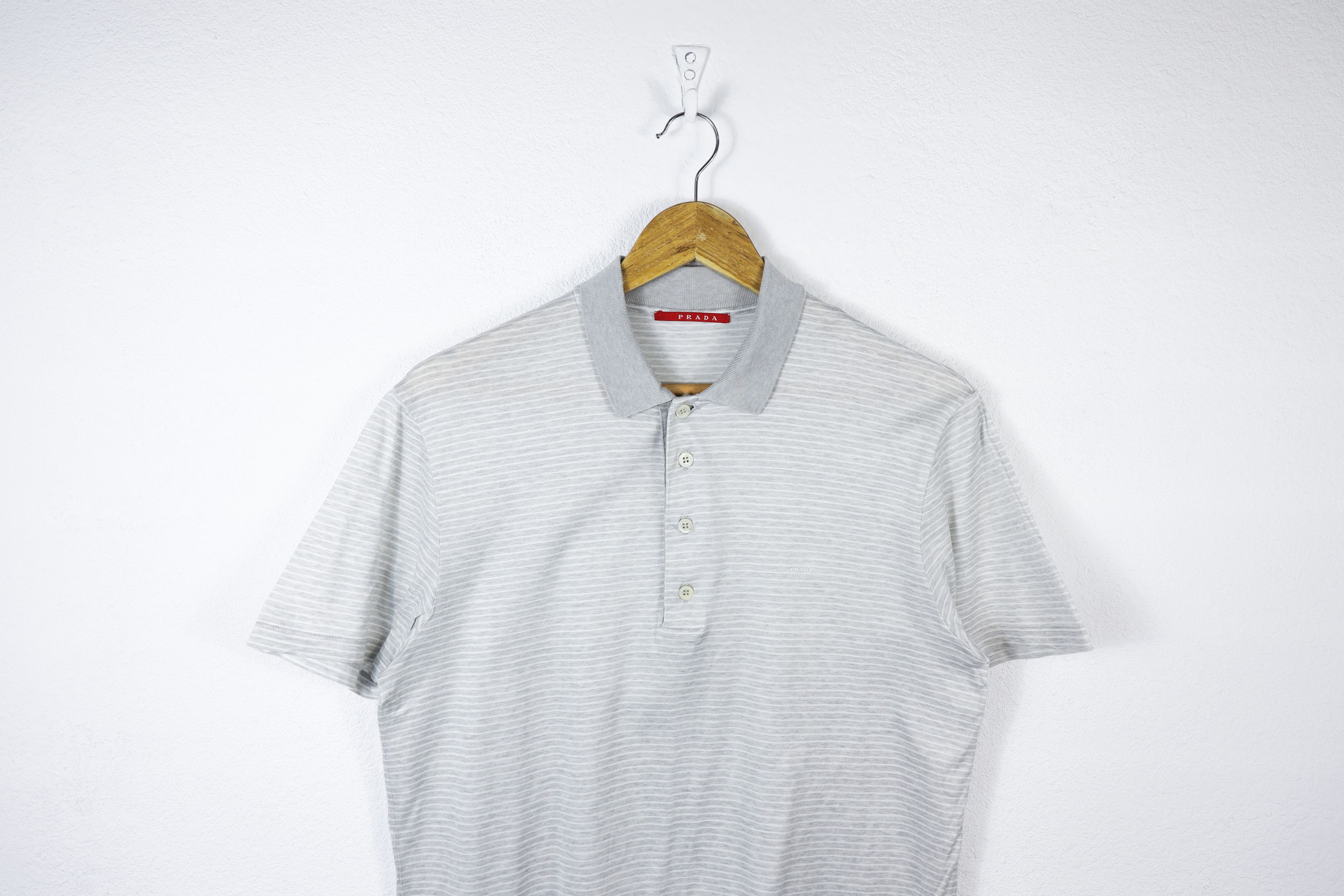 luxury-prada-prada-logo-gray-striped-polo-shirt-s-size-grailed