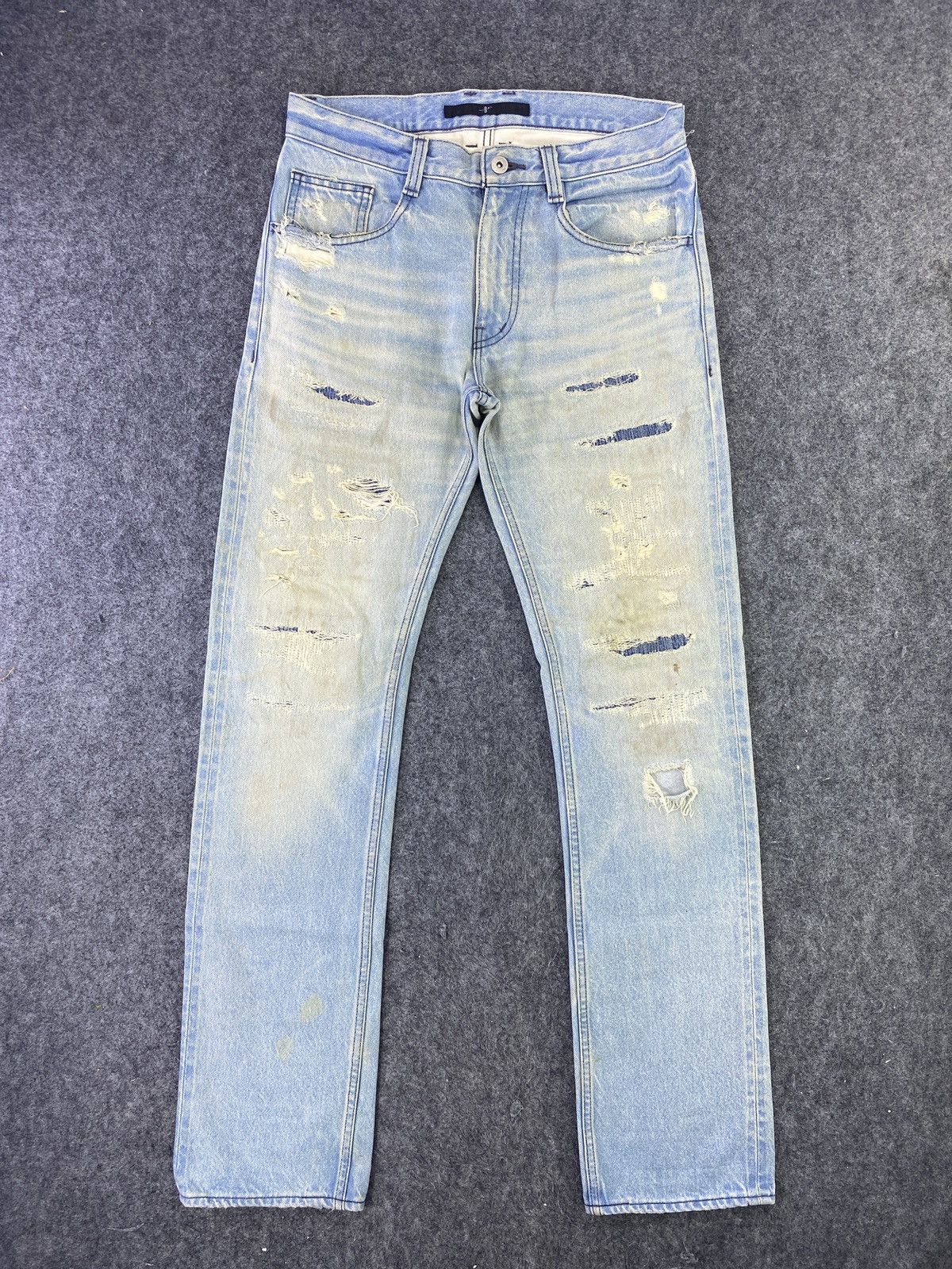 NO ID Japanese Brand Washed Distressed Selvedge Denim - J835