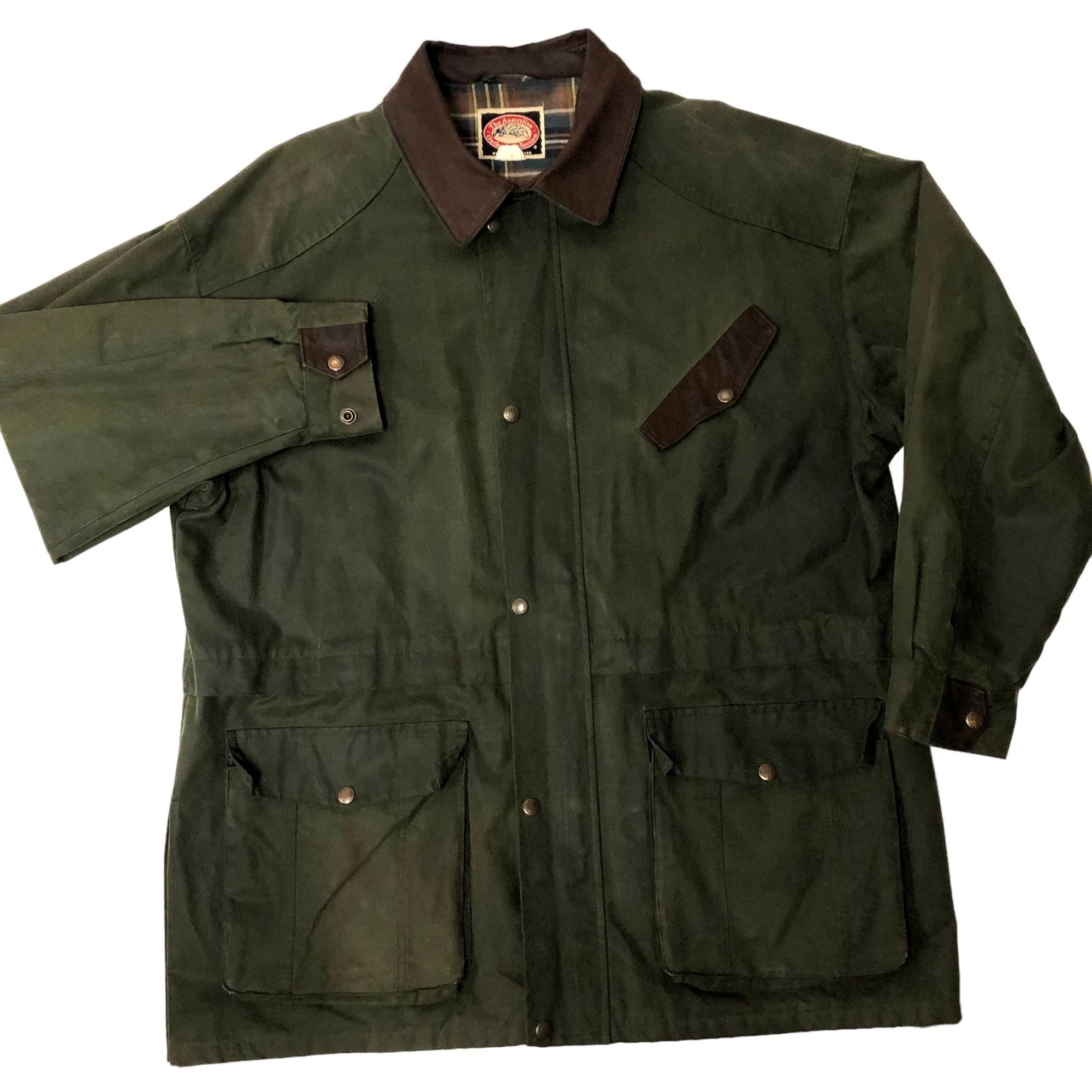 The Australian Outback Collection Vtg Australian Outback OILSKIN Waxed Oiled LEATHER Jacket XL