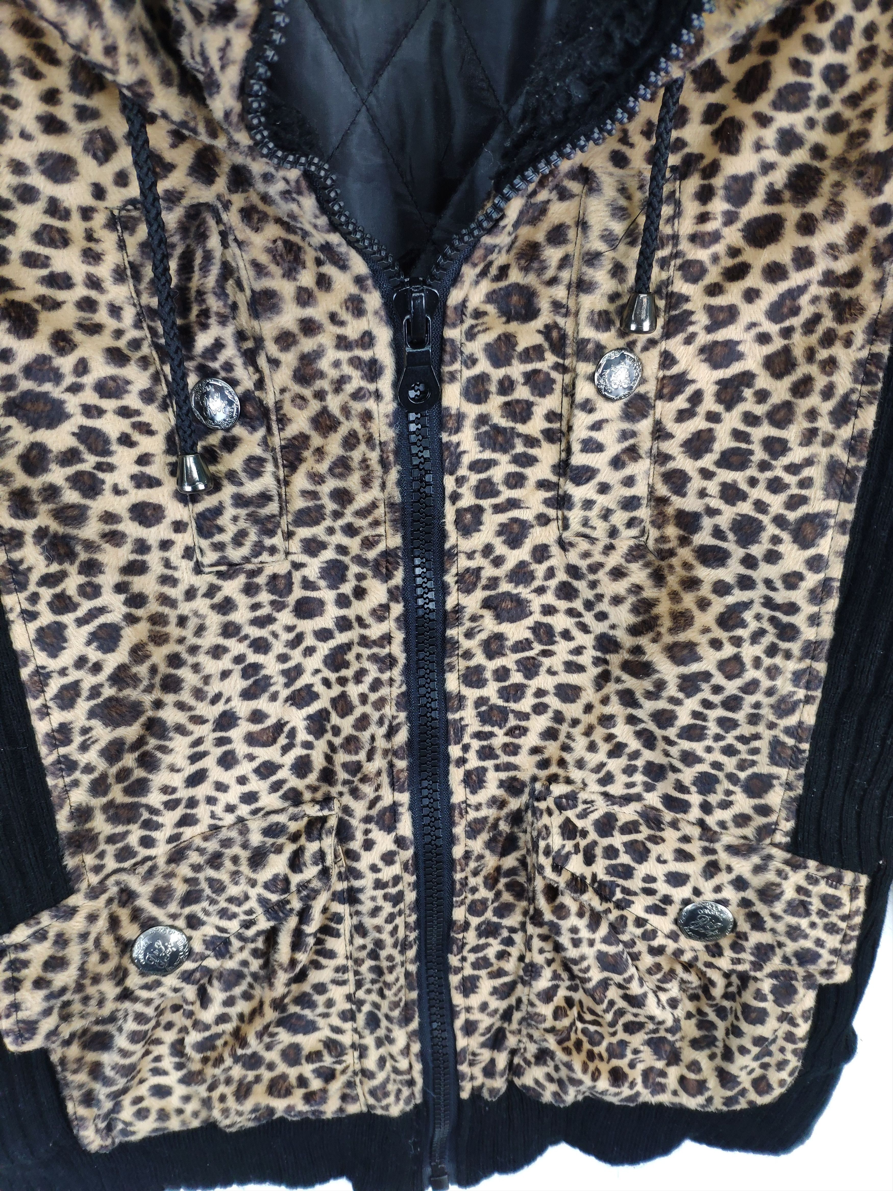 Designer × Japanese Brand 🇯🇵 Vintage 1990s Leopard Hooded Jacket Full Zip Size M / US 6-8 / IT 42-44 - 11 Thumbnail
