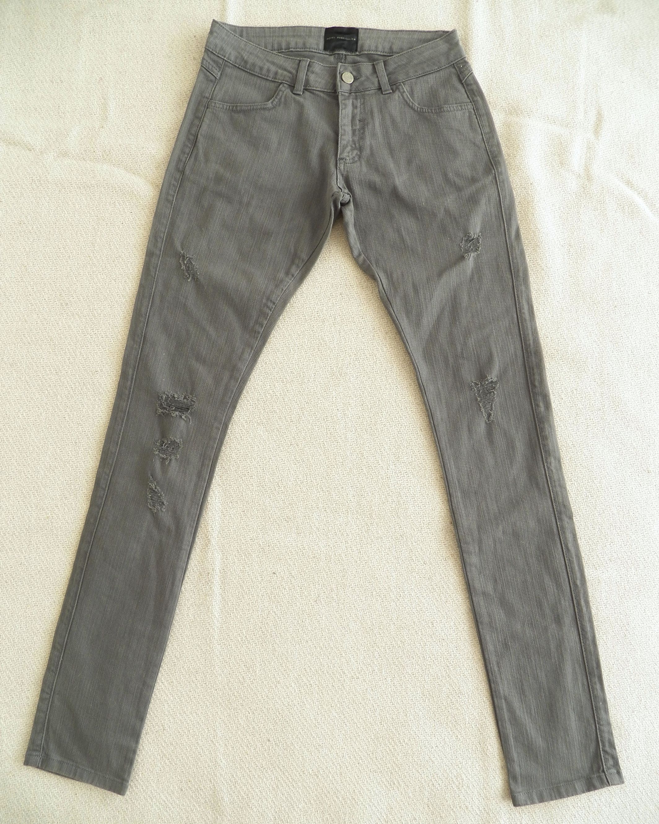 Other Hotel Particulier Slim Jeans Grey Twill Distressed Ripped Size 27" / US 4 / IT 40 - 1 Thumbnail