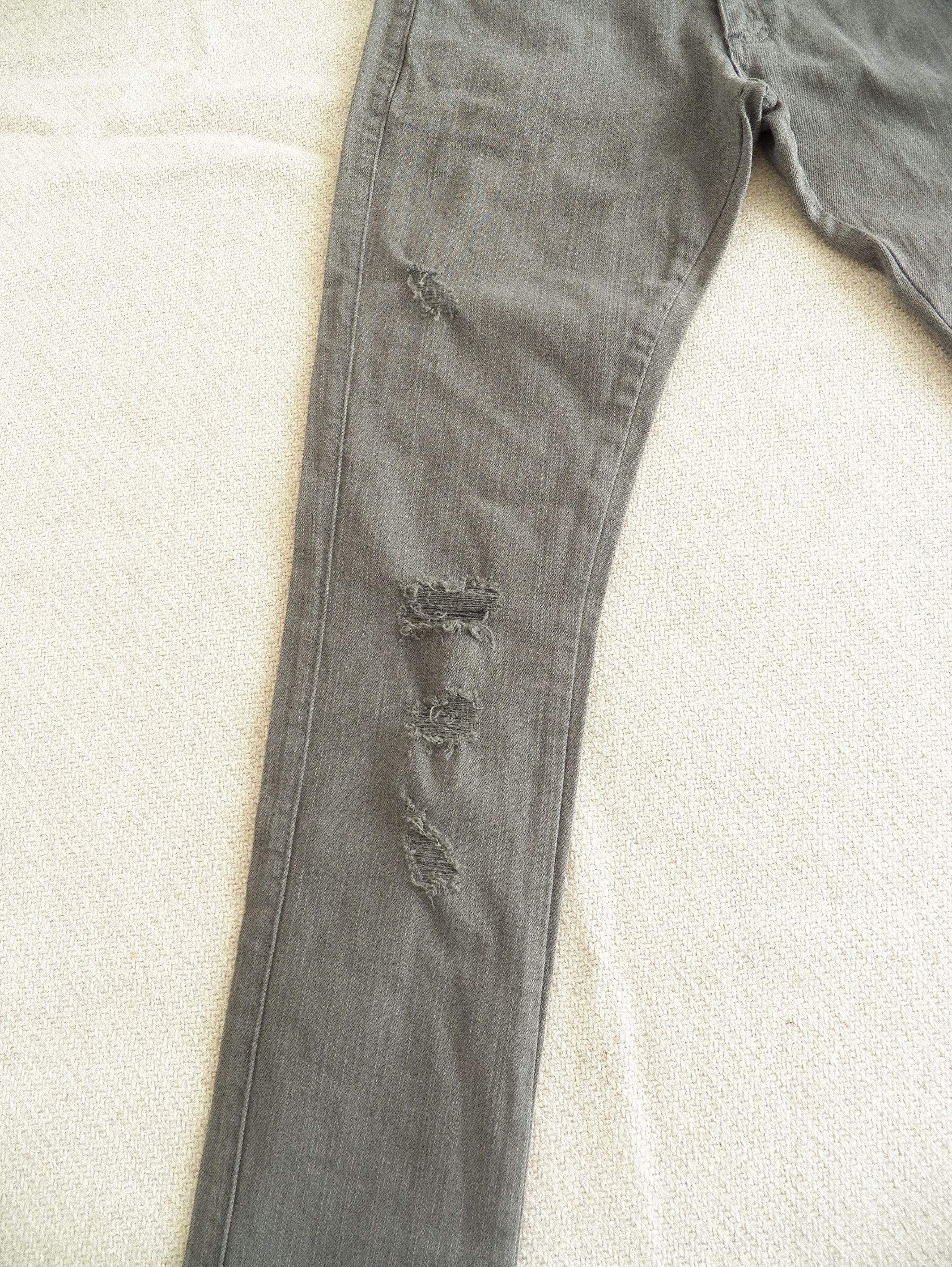 Other Hotel Particulier Slim Jeans Grey Twill Distressed Ripped Size 27" / US 4 / IT 40 - 2 Thumbnail