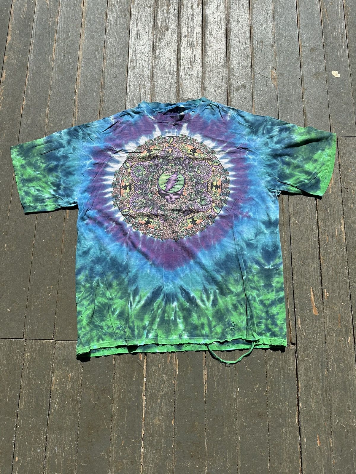 Crazy 90s Distressed The Grateful Dead Liquid Blue Tie Dye