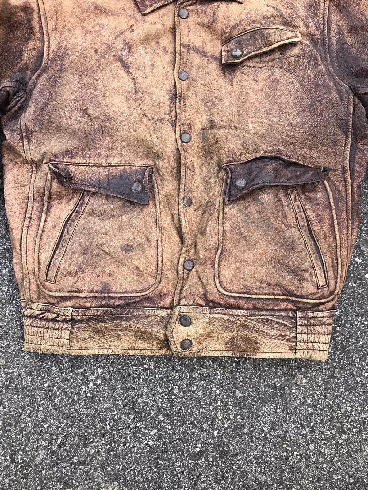 Vintage Vintage Distressed Rare Design Leather Jacket Size US L / EU 52-54 / 3 - 5 Thumbnail