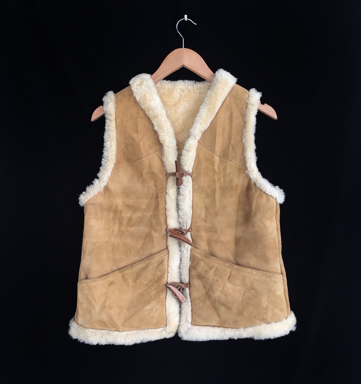 Leather × Vintage Made In New Zealand Suede Leather Sherpa Vest Size 36S - 1 Thumbnail