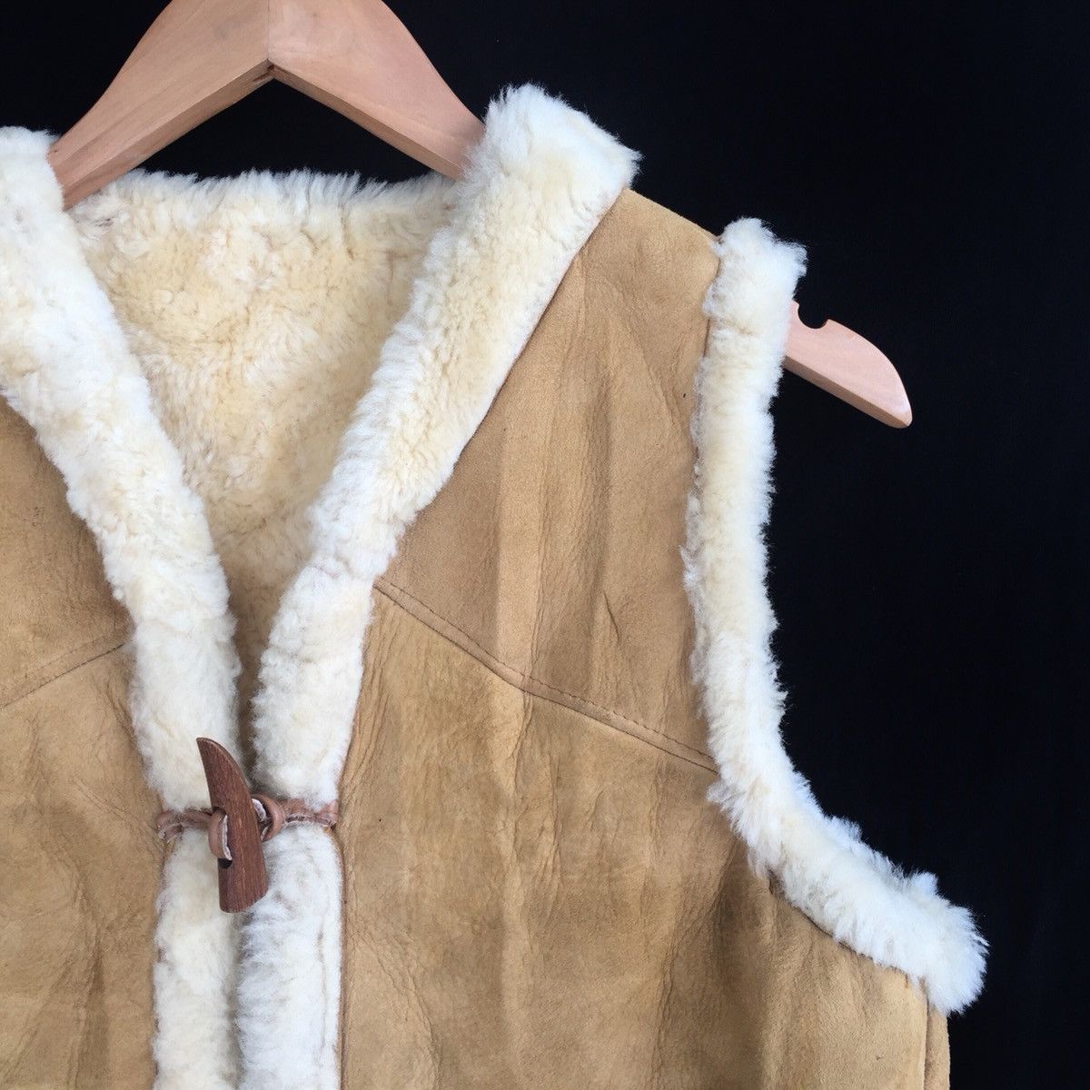Leather × Vintage Made In New Zealand Suede Leather Sherpa Vest Size 36S - 5 Thumbnail