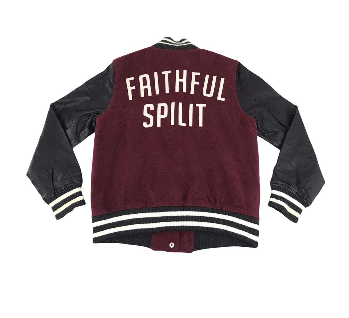 image of Vintage Faithful Split Varsity Jacket in Maroon, Men's (Size Small)