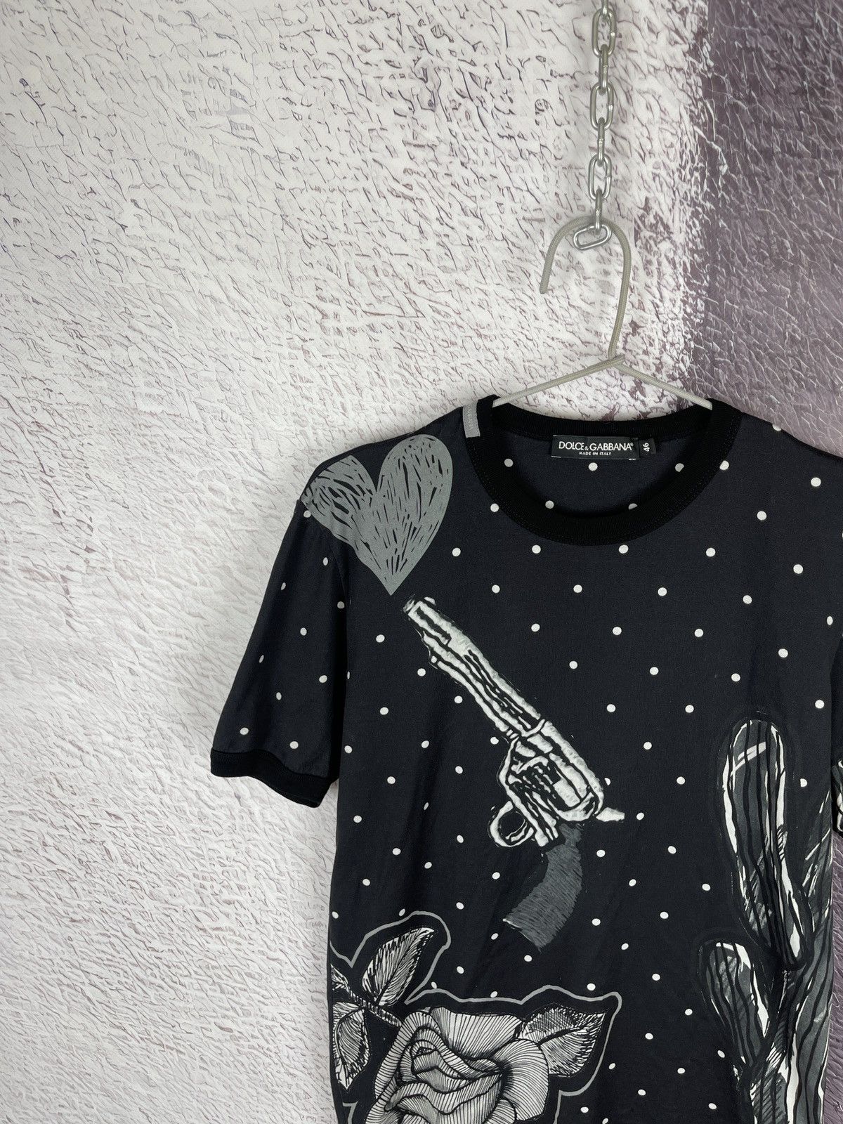 Dolce & Gabbana Dolce & Gabbana Gun n Rose printed dot pattern tee shirt Size US S / EU 44-46 / 1 - 3 Thumbnail