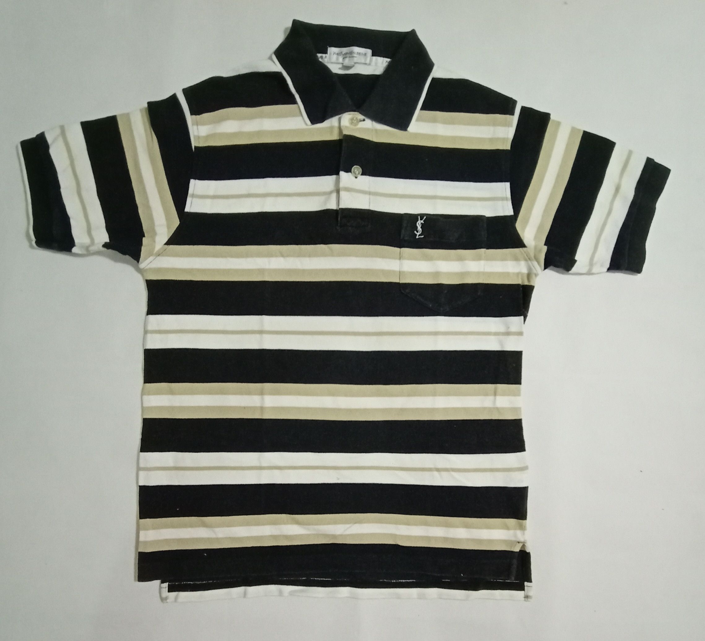 Designer × Yves Saint Laurent Yves Saint Laurent Pour Homme Polo Shirt Stripes Size US M / EU 48-50 / 2 - 1 Thumbnail