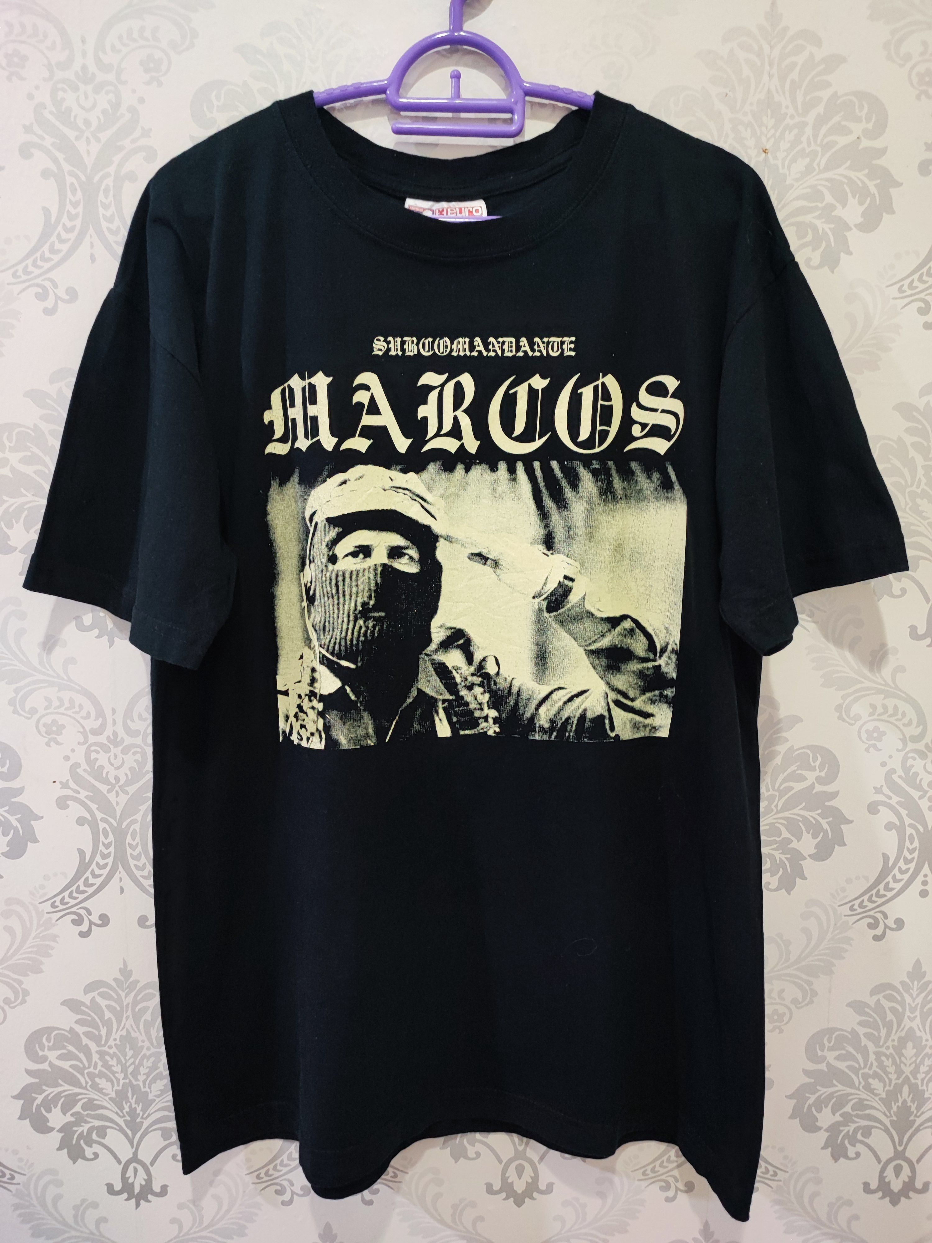 image of Military x Vintage Zapatista Army Subcomandante Marcos Vintage T-Shirt in Black, Men's (Size Large)