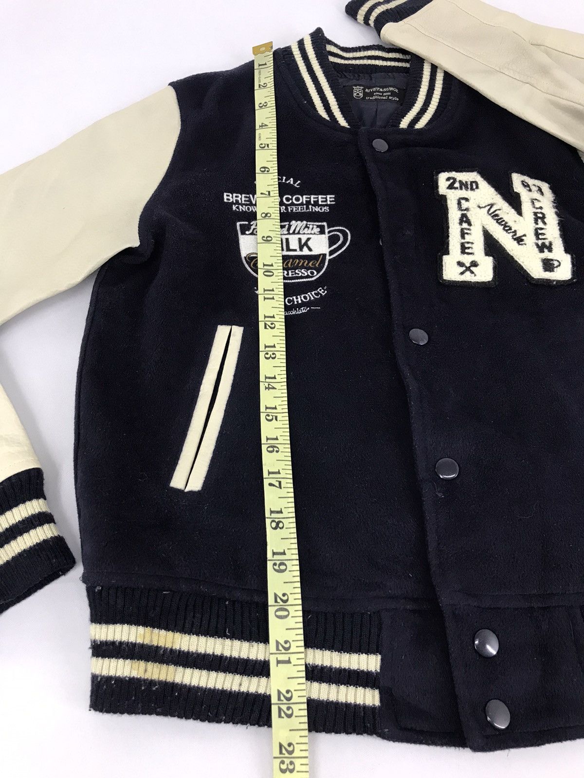 Japanese Brand Vintage Rivet & Surge Cafe Crew Varsity Jacket Size US S / EU 44-46 / 1 - 13 Thumbnail