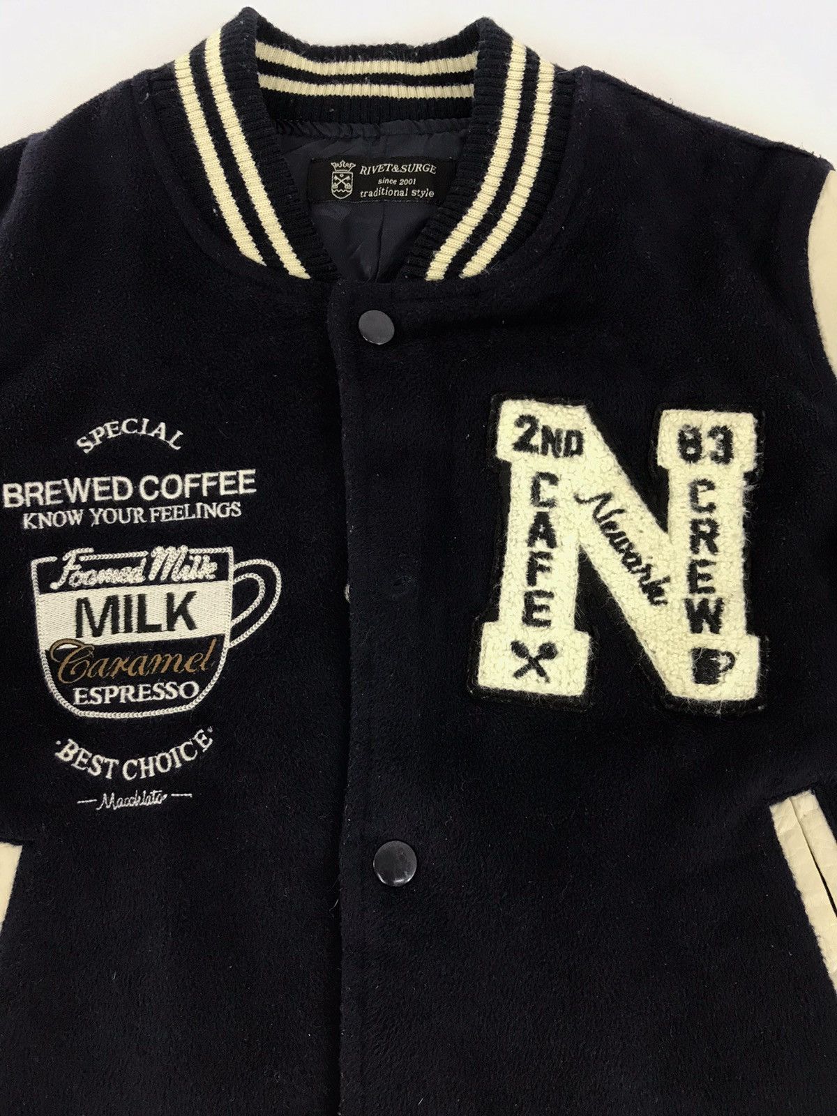 Japanese Brand Vintage Rivet & Surge Cafe Crew Varsity Jacket Size US S / EU 44-46 / 1 - 2 Thumbnail