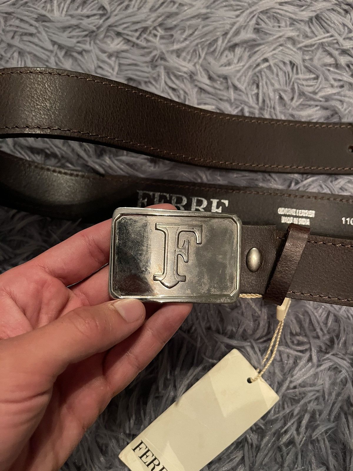 Cowboy Equipment × Ferre × Gianfranco Ferre Gianfranco Ferre NWT deadstock leather belt 126cm Size 38 - 3 Thumbnail