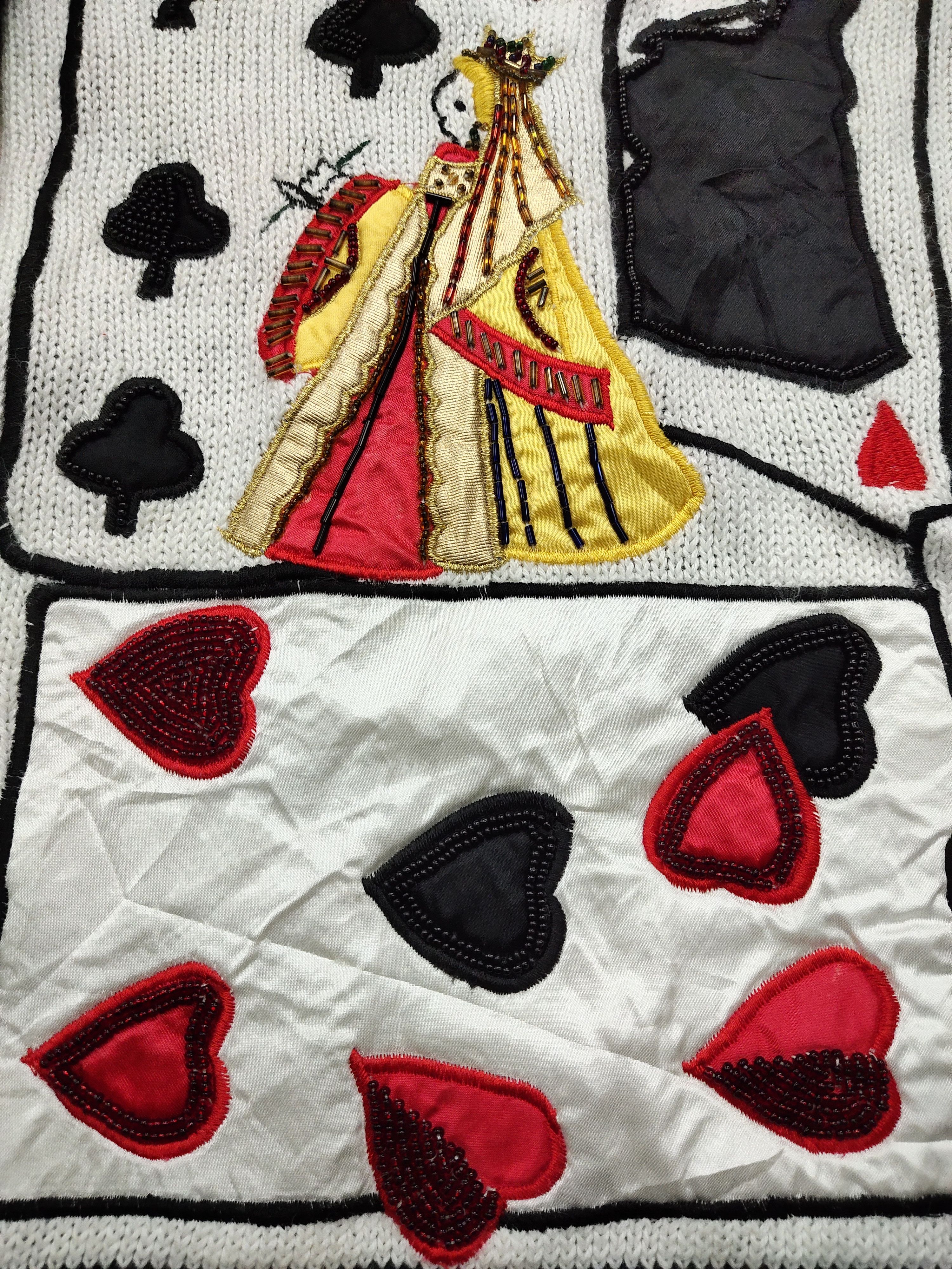 Vintage Rare!! Handmade Vintage Poker Embroidery Knitwear Size US S / EU 44-46 / 1 - 6 Thumbnail