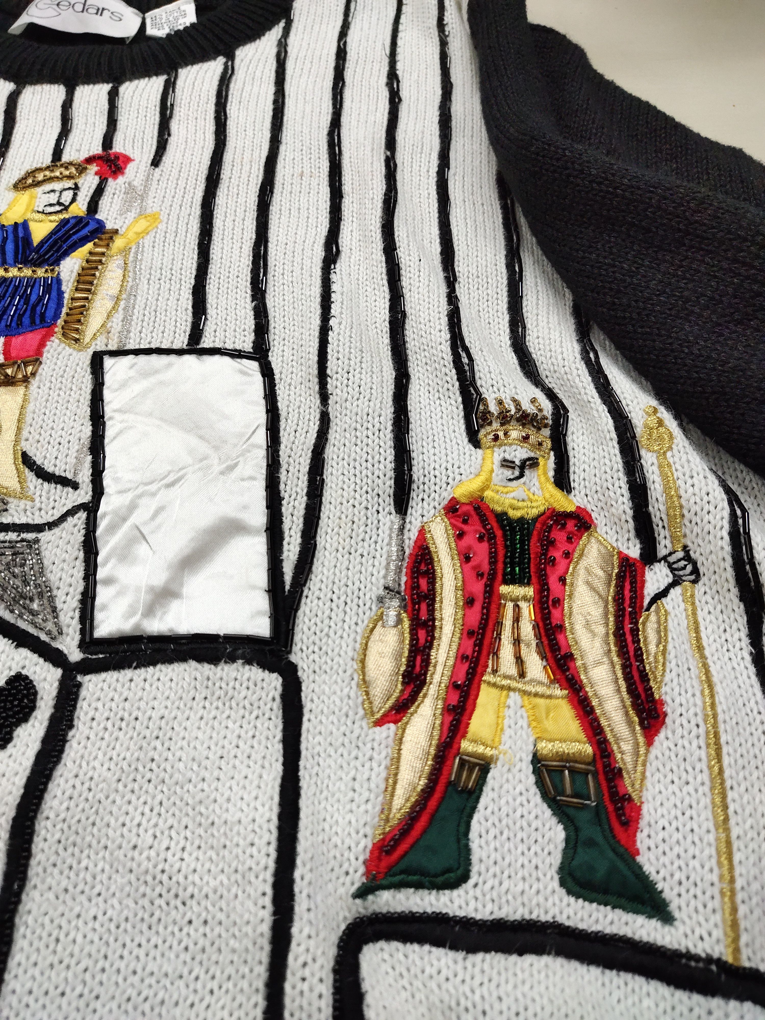 Vintage Rare!! Handmade Vintage Poker Embroidery Knitwear Size US S / EU 44-46 / 1 - 5 Thumbnail