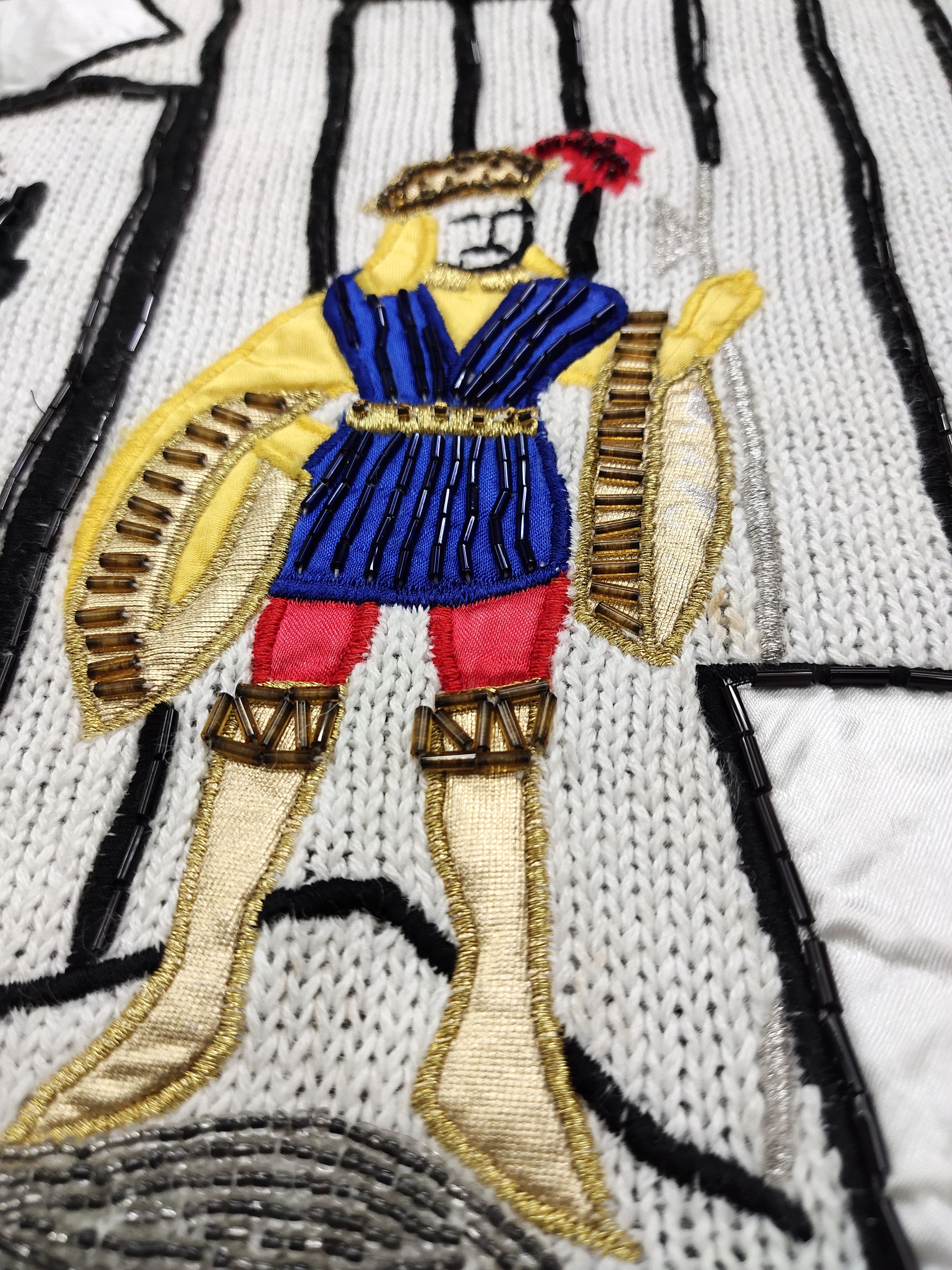 Vintage Rare!! Handmade Vintage Poker Embroidery Knitwear Size US S / EU 44-46 / 1 - 7 Thumbnail