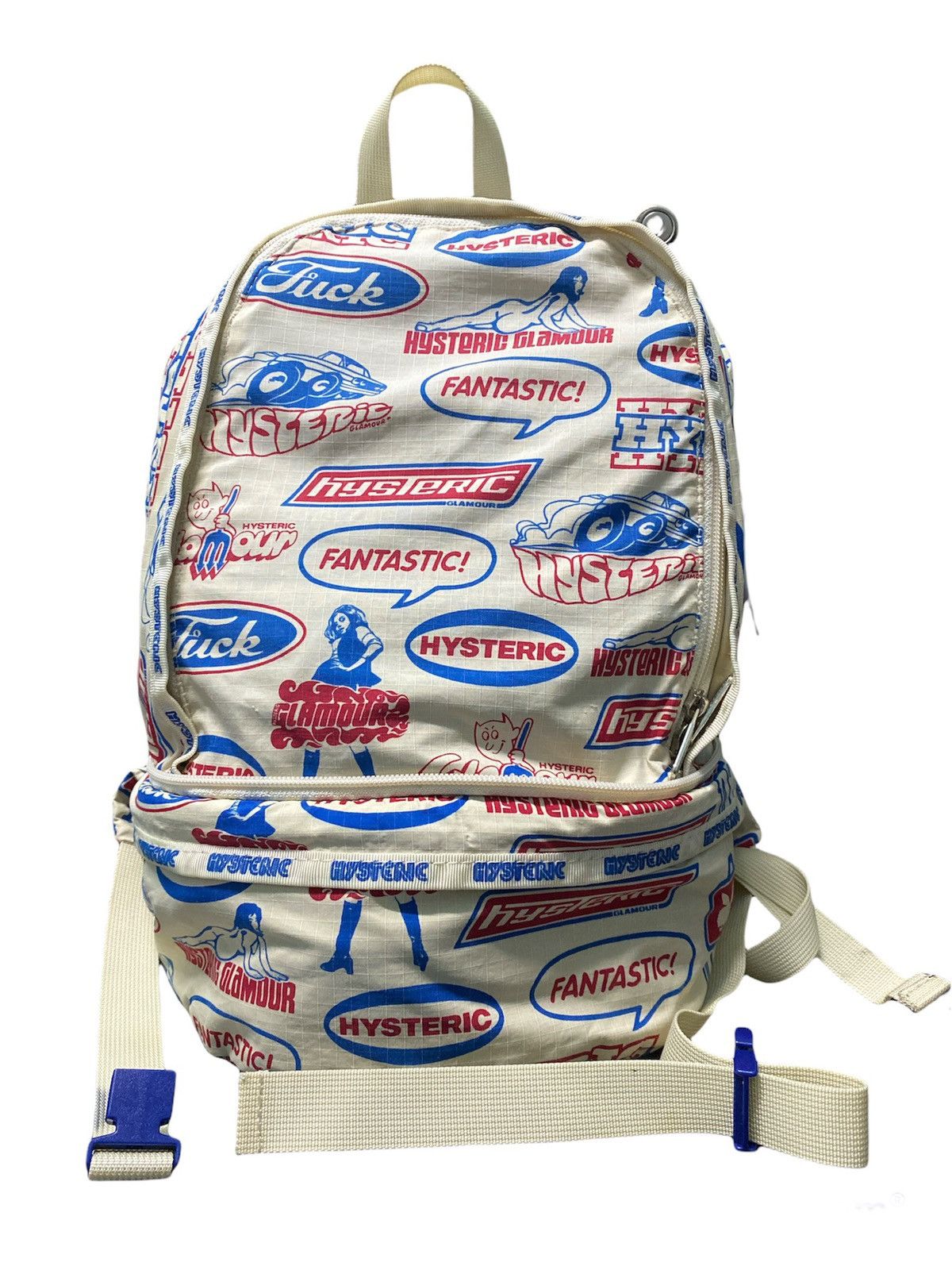 image of Hysteric Glamour Hg Overprint Two Way Bagpack / Waistbag in Cream, Men's