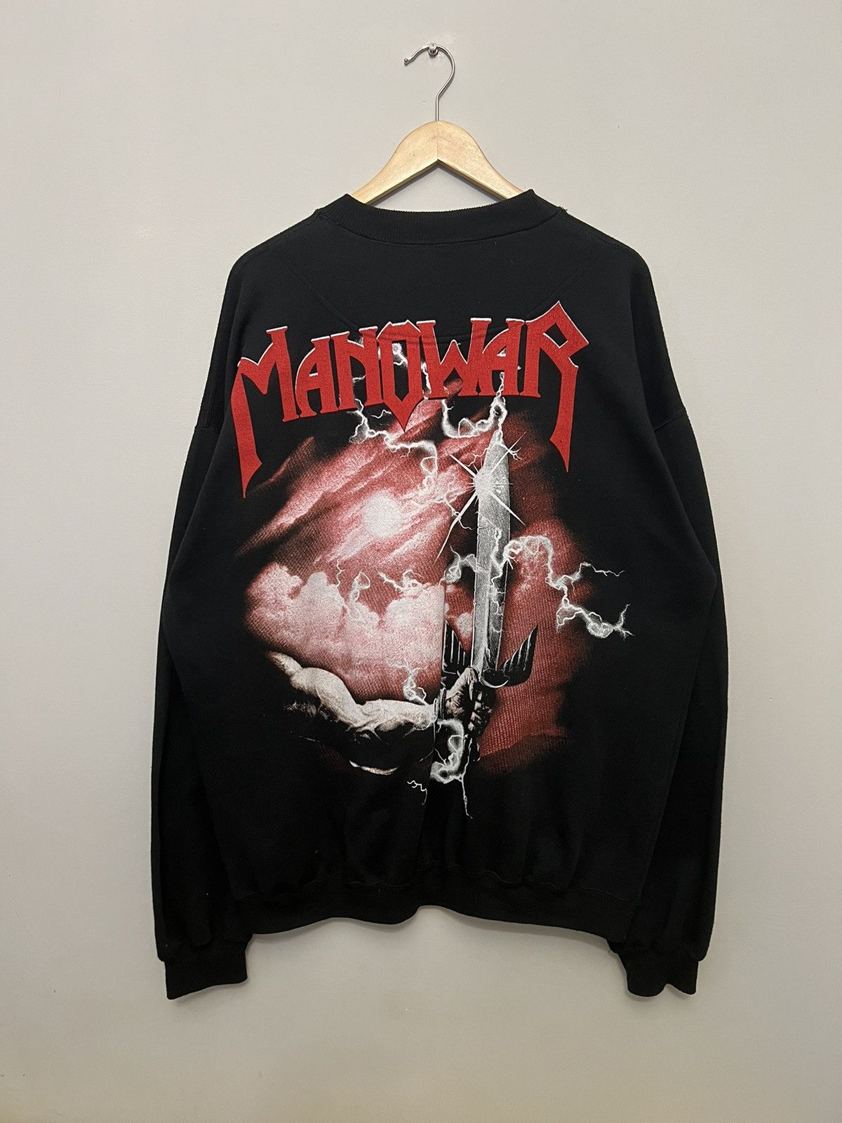 Band Tees Vintage 90s Manowar All Over Print Crewneck Rare Metal Band Size US XL / EU 56 / 4 - 2 Thumbnail