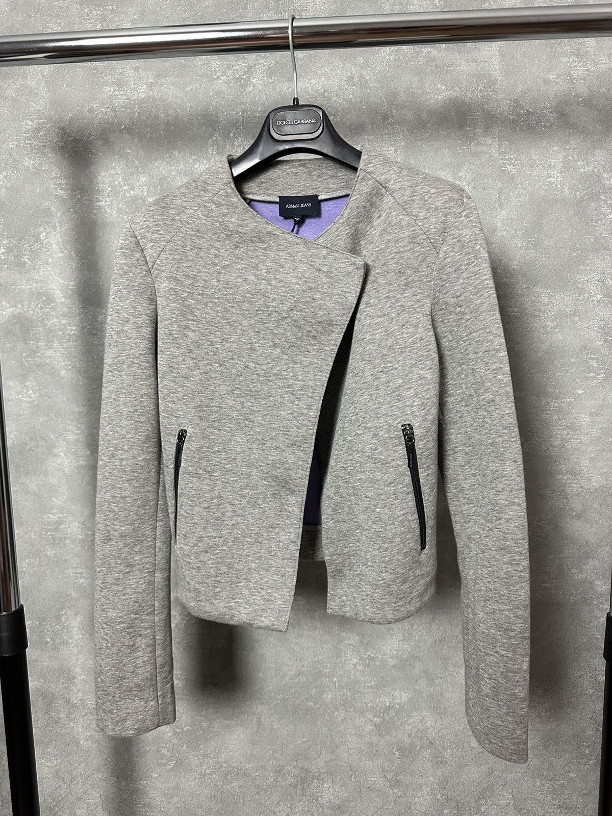 NEW Armani Jeans Grey Asymmetric Breasted Zip Pocket Jacket
