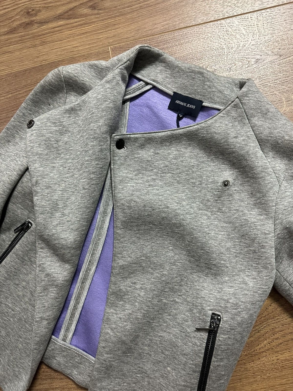 Armani NEW Armani Jeans Grey Asymmetric Breasted Zip Pocket Jacket Size S / US 4 / IT 40 - 10 Thumbnail