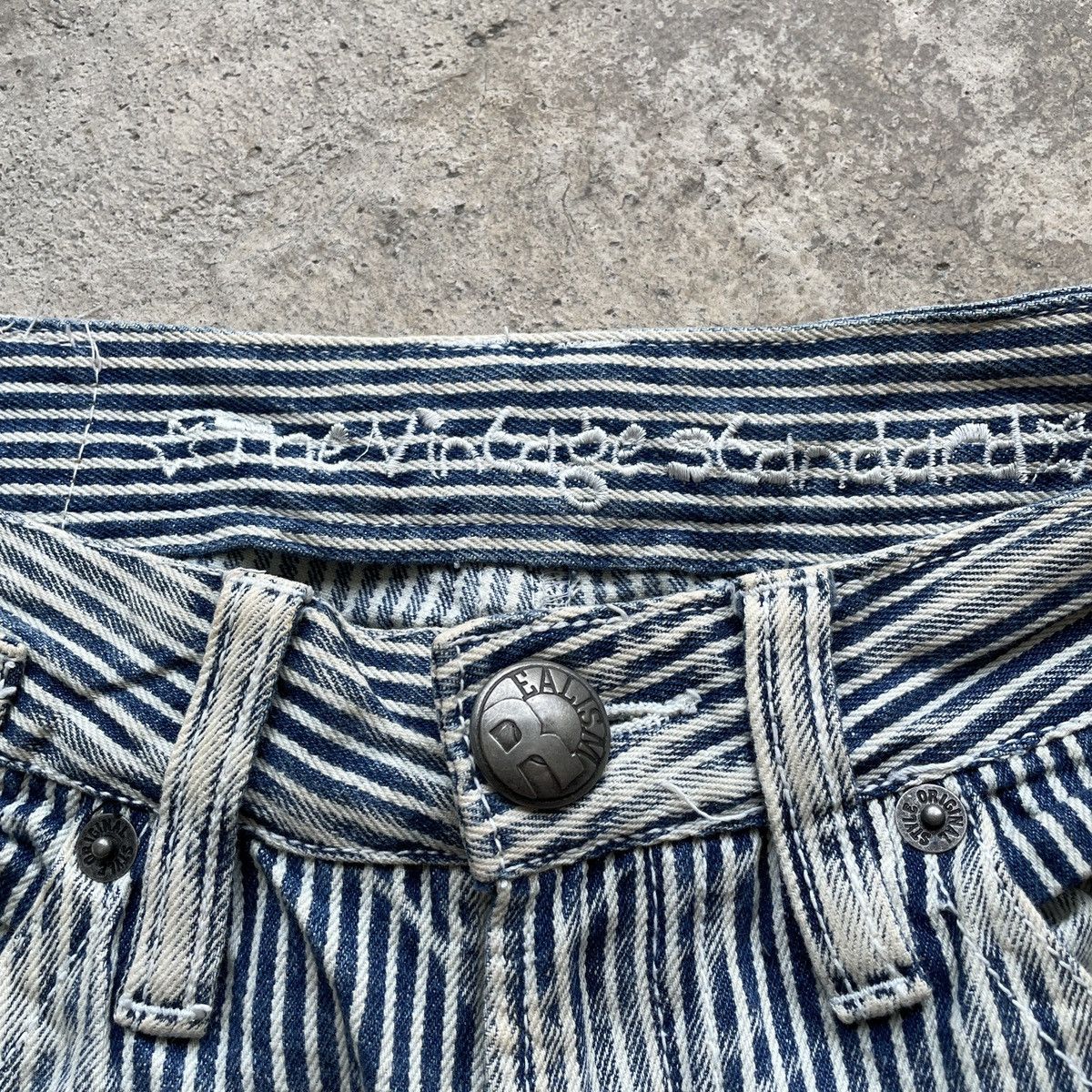 Japanese Brand Vintage Japanese Faded Patches Hickory Stripe Jeans Pants Size US 30 / EU 46 - 6 Thumbnail