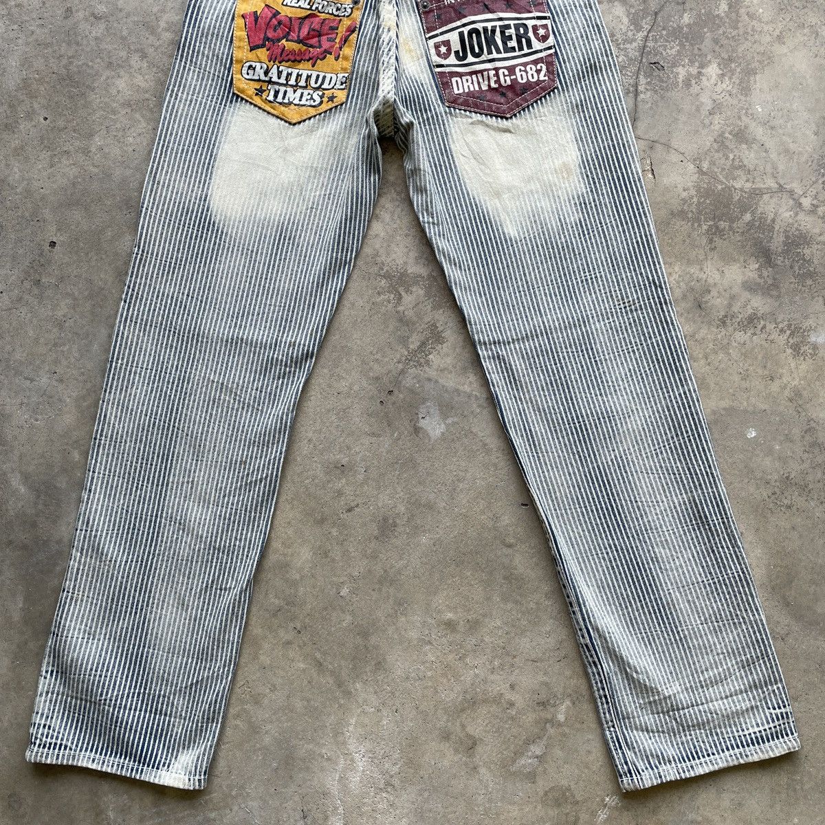 Japanese Brand Vintage Japanese Faded Patches Hickory Stripe Jeans Pants Size US 30 / EU 46 - 10 Thumbnail
