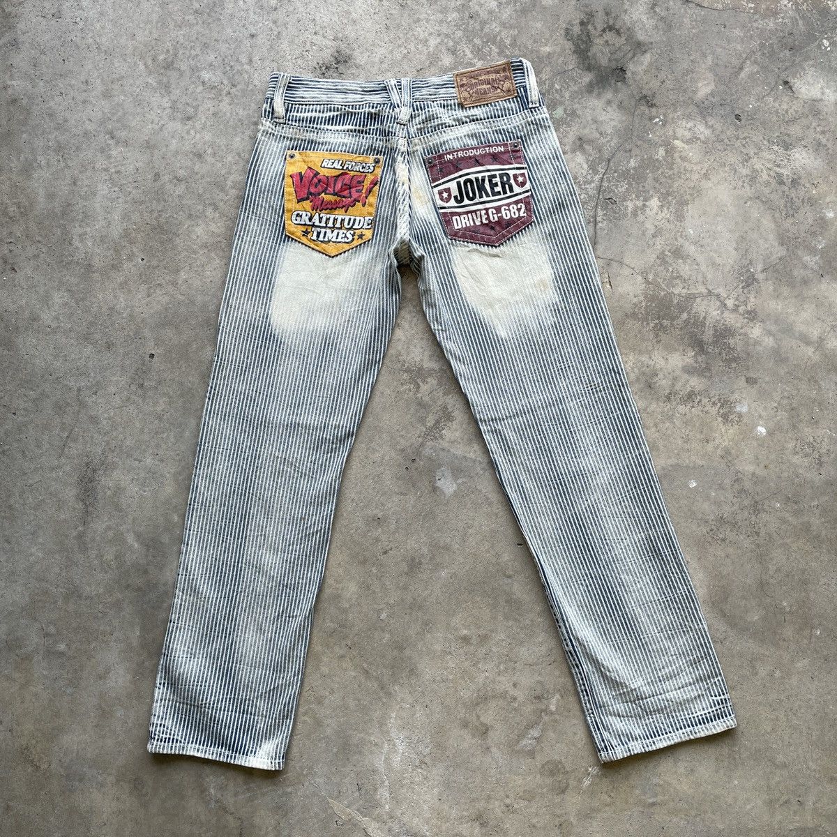 Japanese Brand Vintage Japanese Faded Patches Hickory Stripe Jeans Pants Size US 30 / EU 46 - 11 Thumbnail