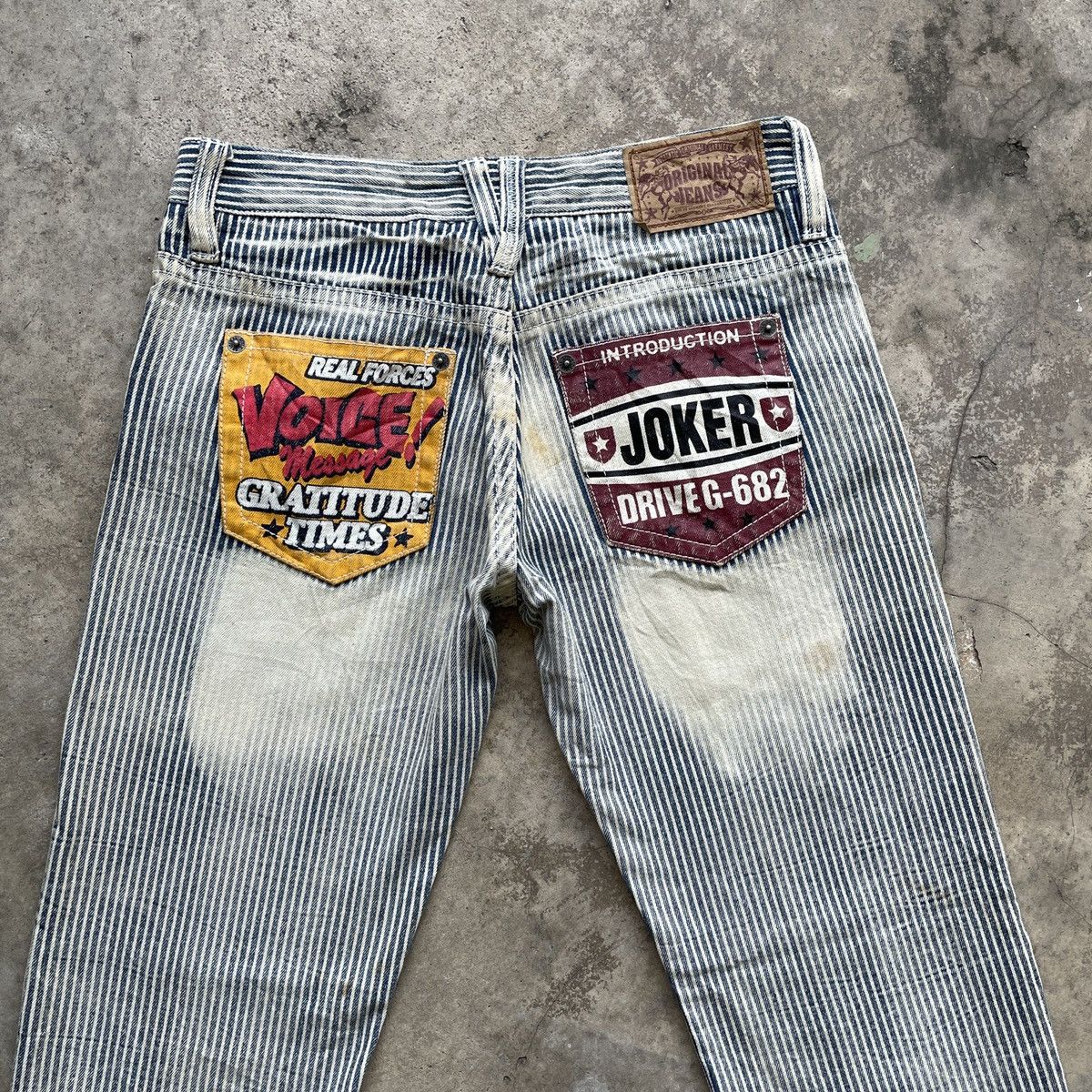 Japanese Brand Vintage Japanese Faded Patches Hickory Stripe Jeans Pants Size US 30 / EU 46 - 8 Thumbnail