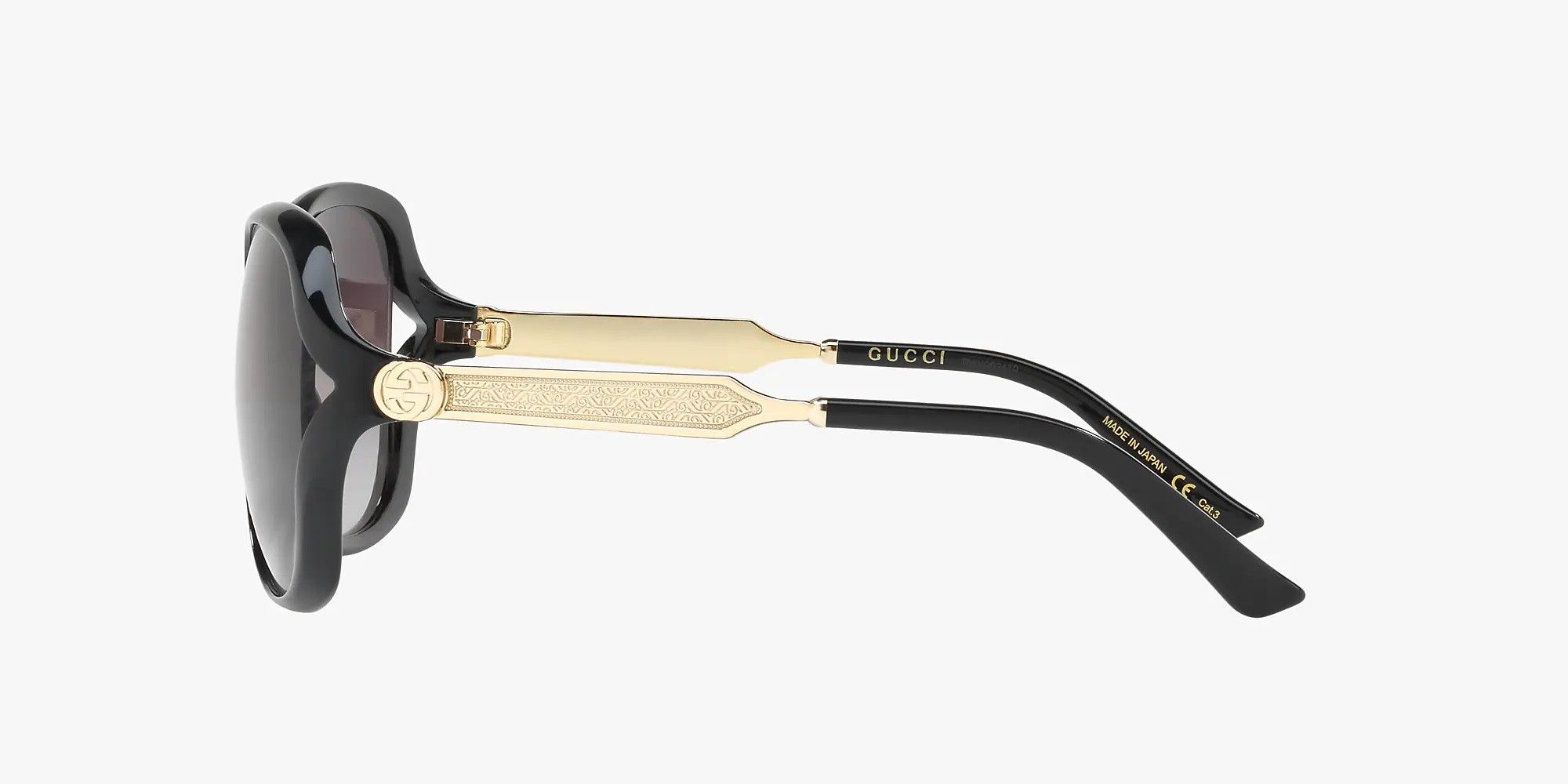 Gucci GUCCI GG0076SK 001 Gold/Black 60mm Butterfly Sunglasses Size ONE SIZE - 2 Thumbnail