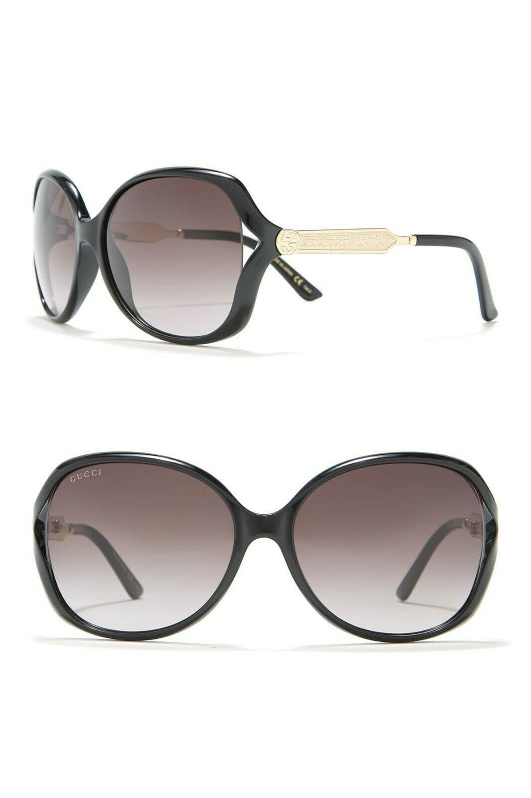 Gucci GUCCI GG0076SK 001 Gold/Black 60mm Butterfly Sunglasses Size ONE SIZE - 6 Thumbnail