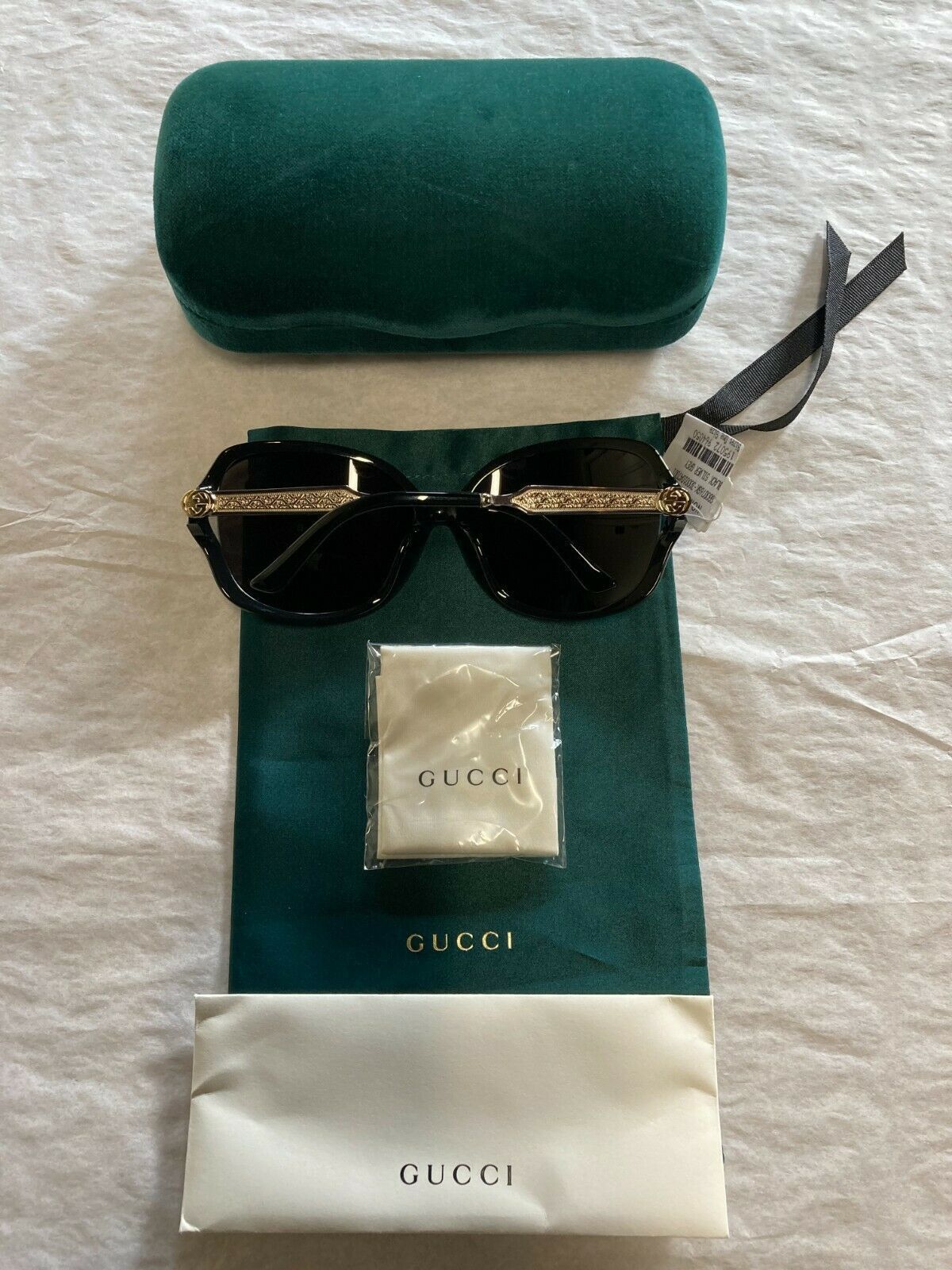 Gucci GUCCI GG0076SK 001 Gold/Black 60mm Butterfly Sunglasses Size ONE SIZE - 7 Thumbnail
