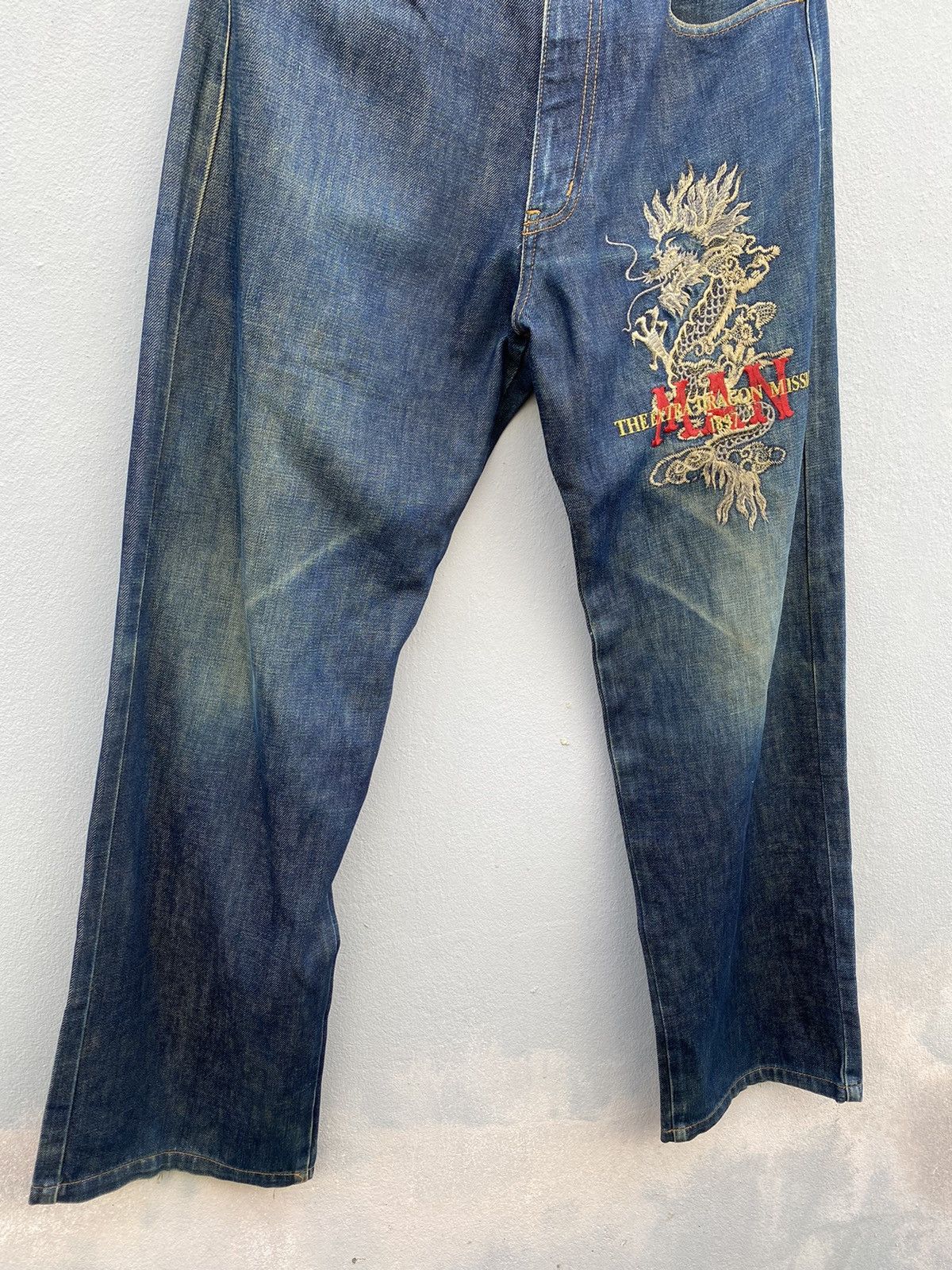 Kansai Yamamoto 💥RARE💥 KANSAI YAMAMOTO MAN Embroidered Dragon JAPAN Denim Size US 33 - 8 Thumbnail