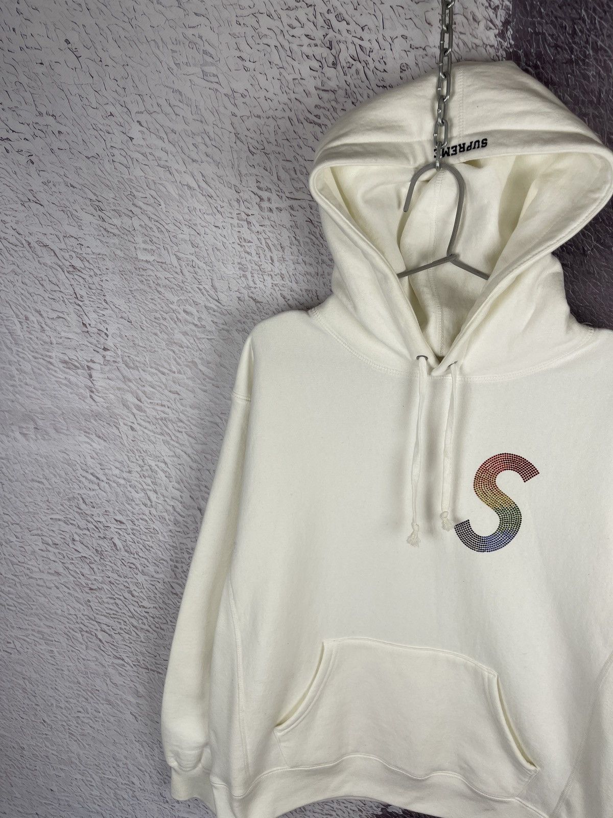 Supreme × Swarovski Supreme x Swarovski crystals white creamy big S hoodie Size US S / EU 44-46 / 1 - 2 Thumbnail