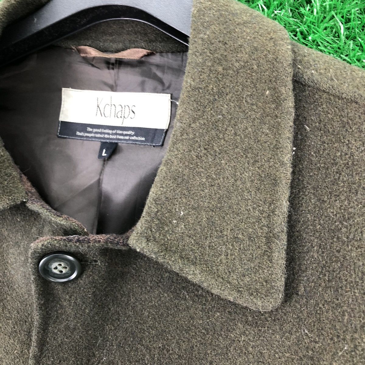 Japanese Brand Vintage 90's Kchaps Wool Jacket Fabric Of Italy Olive Green Size US XL / EU 56 / 4 - 7 Thumbnail
