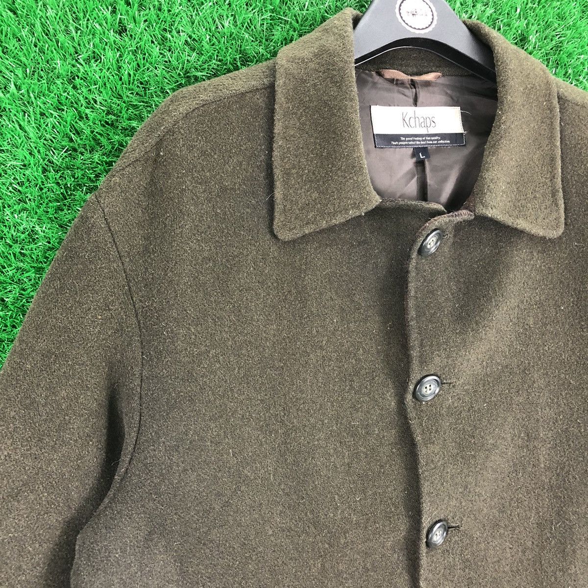 Japanese Brand Vintage 90's Kchaps Wool Jacket Fabric Of Italy Olive Green Size US XL / EU 56 / 4 - 2 Thumbnail