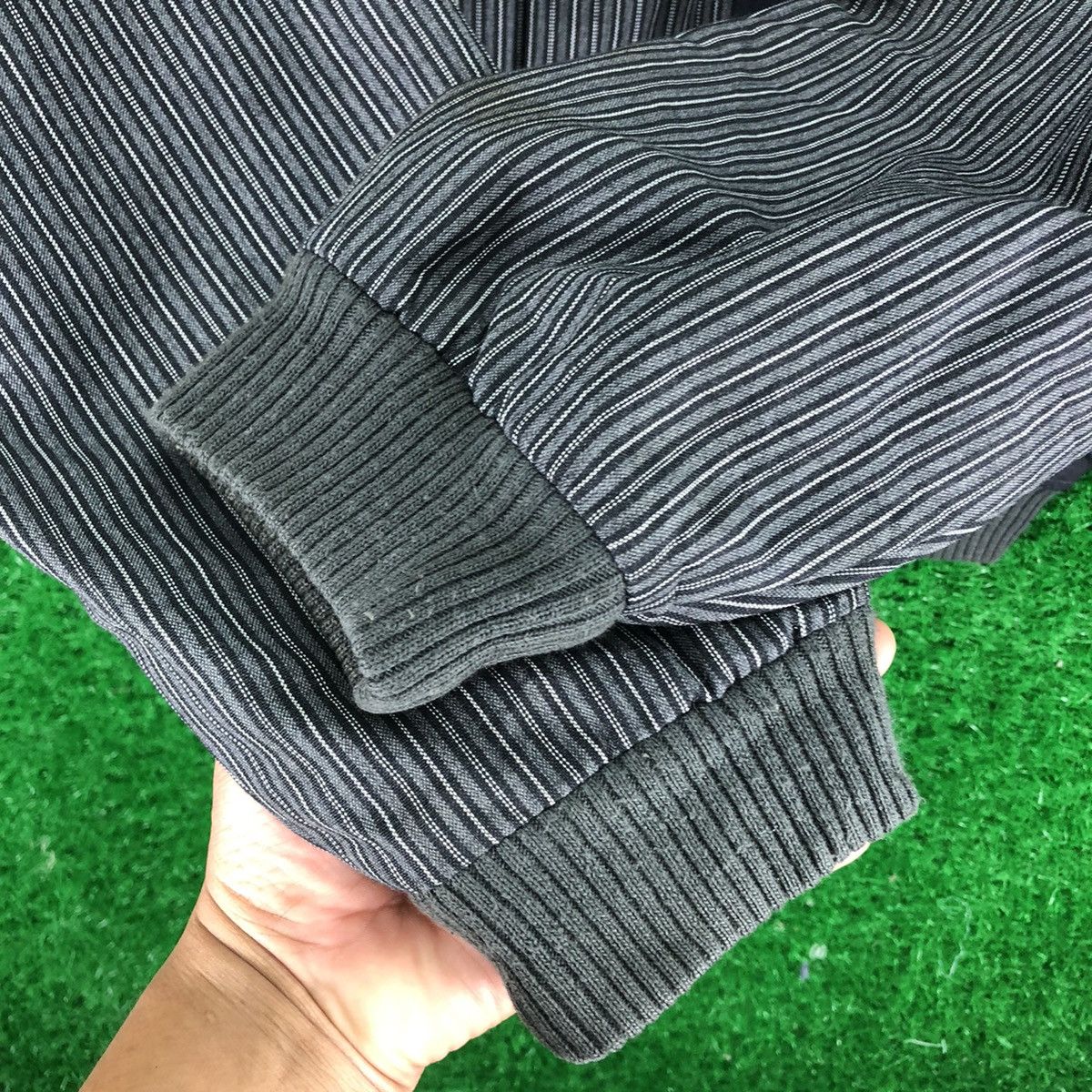 Japanese Brand Vintage 80's Striped Bomber Style Jacket Quilted Lining Size US XL / EU 56 / 4 - 9 Thumbnail