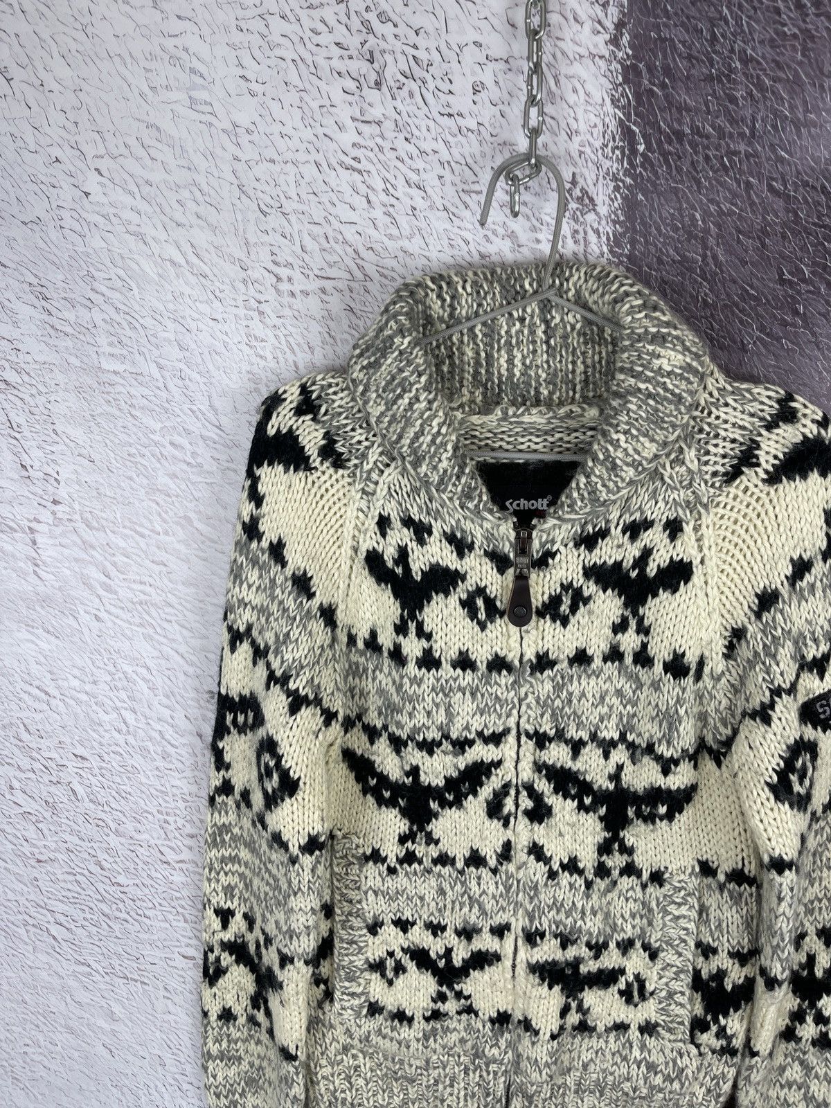 Schott SCHOTT NYC USA shawl neck full zip knitwear sweater Size US M / EU 48-50 / 2 - 2 Thumbnail