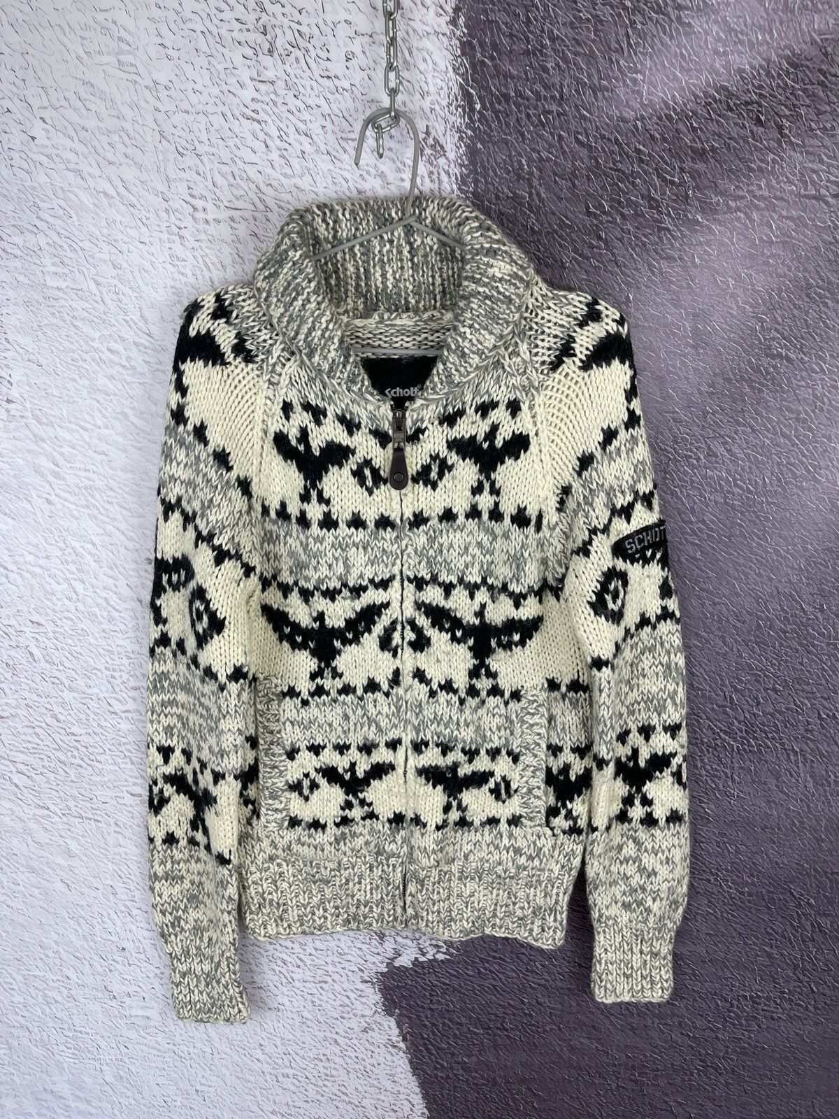 Schott SCHOTT NYC USA shawl neck full zip knitwear sweater Size US M / EU 48-50 / 2 - 1 Thumbnail