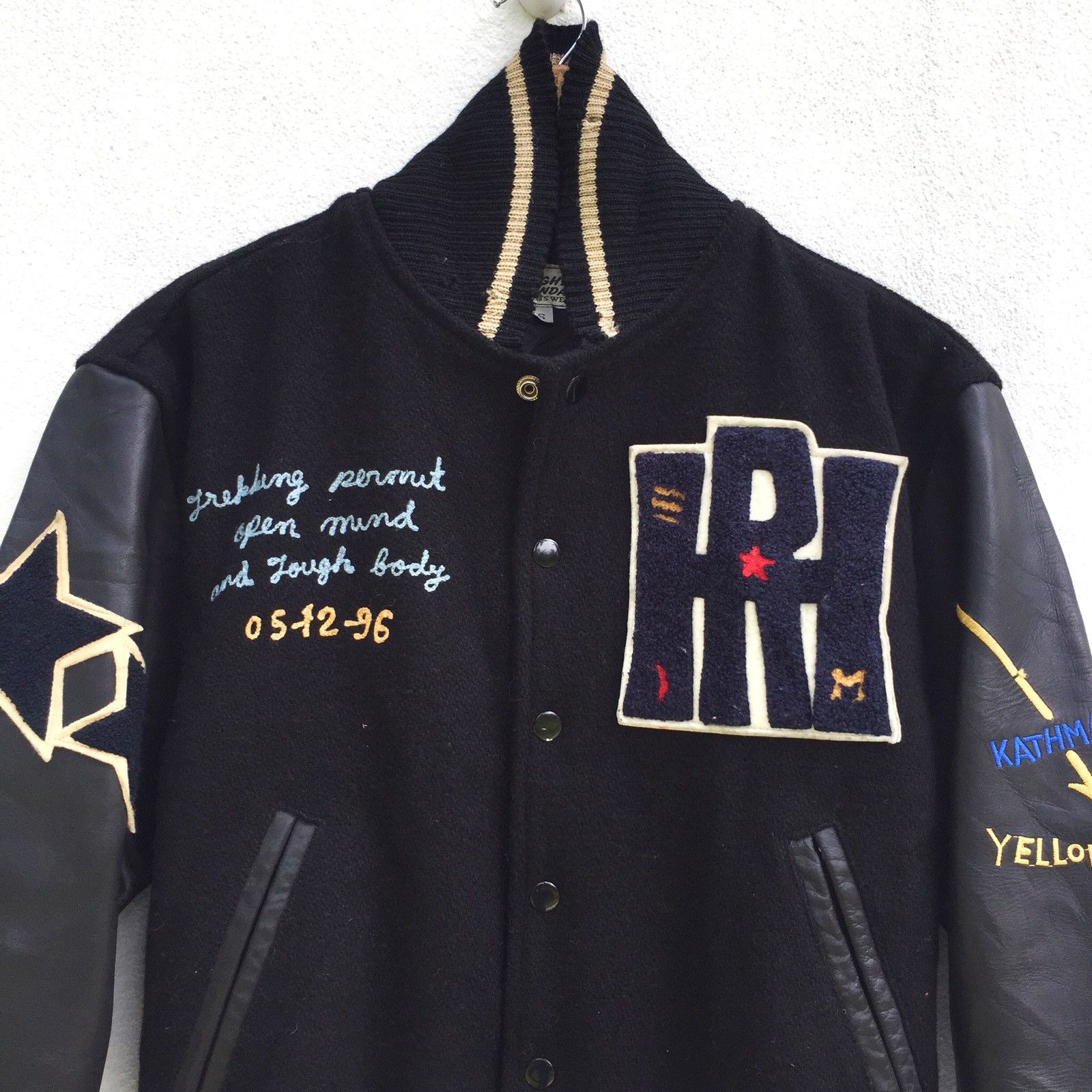 HOLLYWOOD RANCH MARKET RARE🔥HRM "Memory of Nepal" Varsity Leather Jacket Size US S / EU 44-46 / 1 - 3 Thumbnail