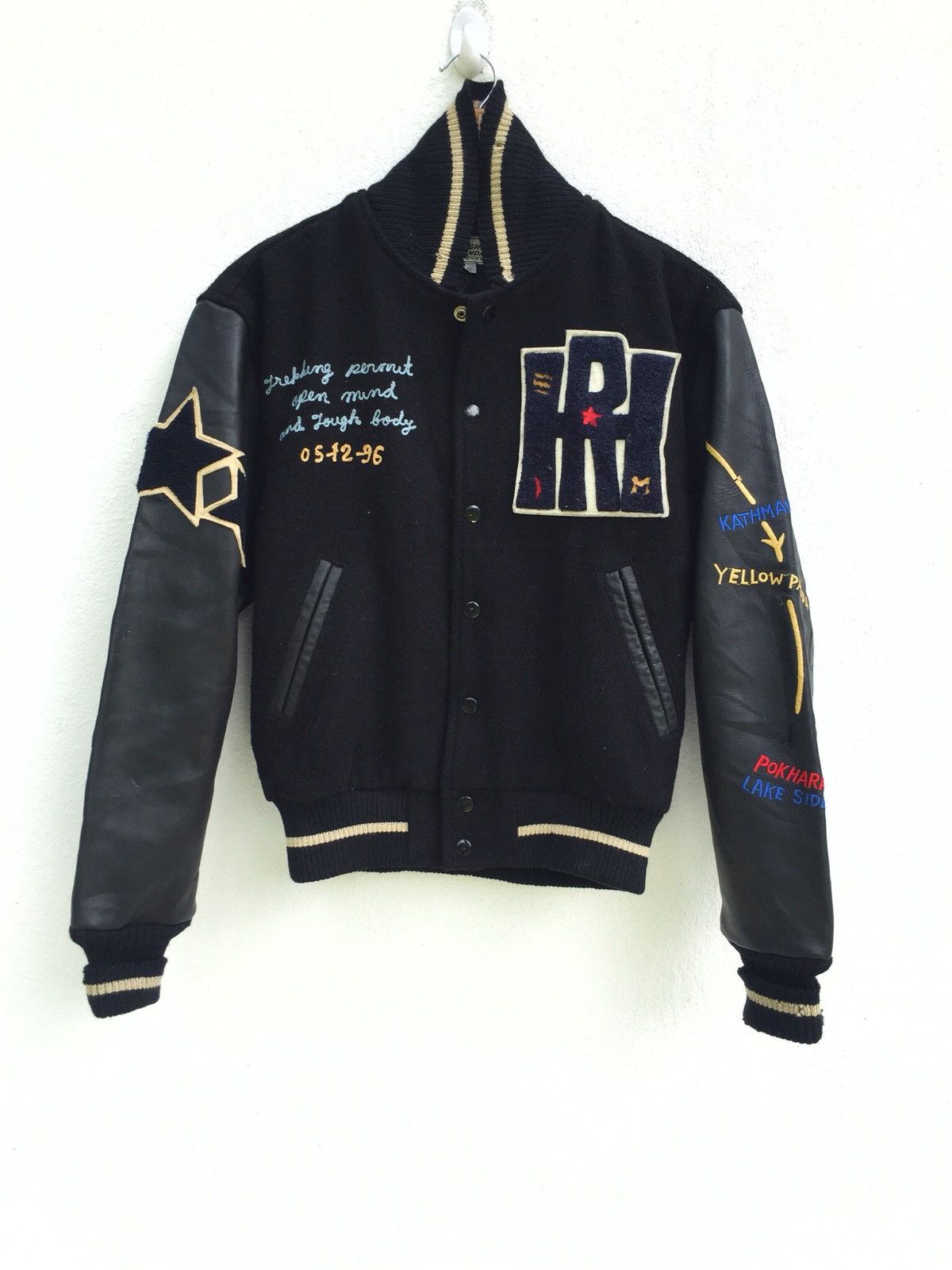 HOLLYWOOD RANCH MARKET RARE🔥HRM "Memory of Nepal" Varsity Leather Jacket Size US S / EU 44-46 / 1 - 2 Thumbnail