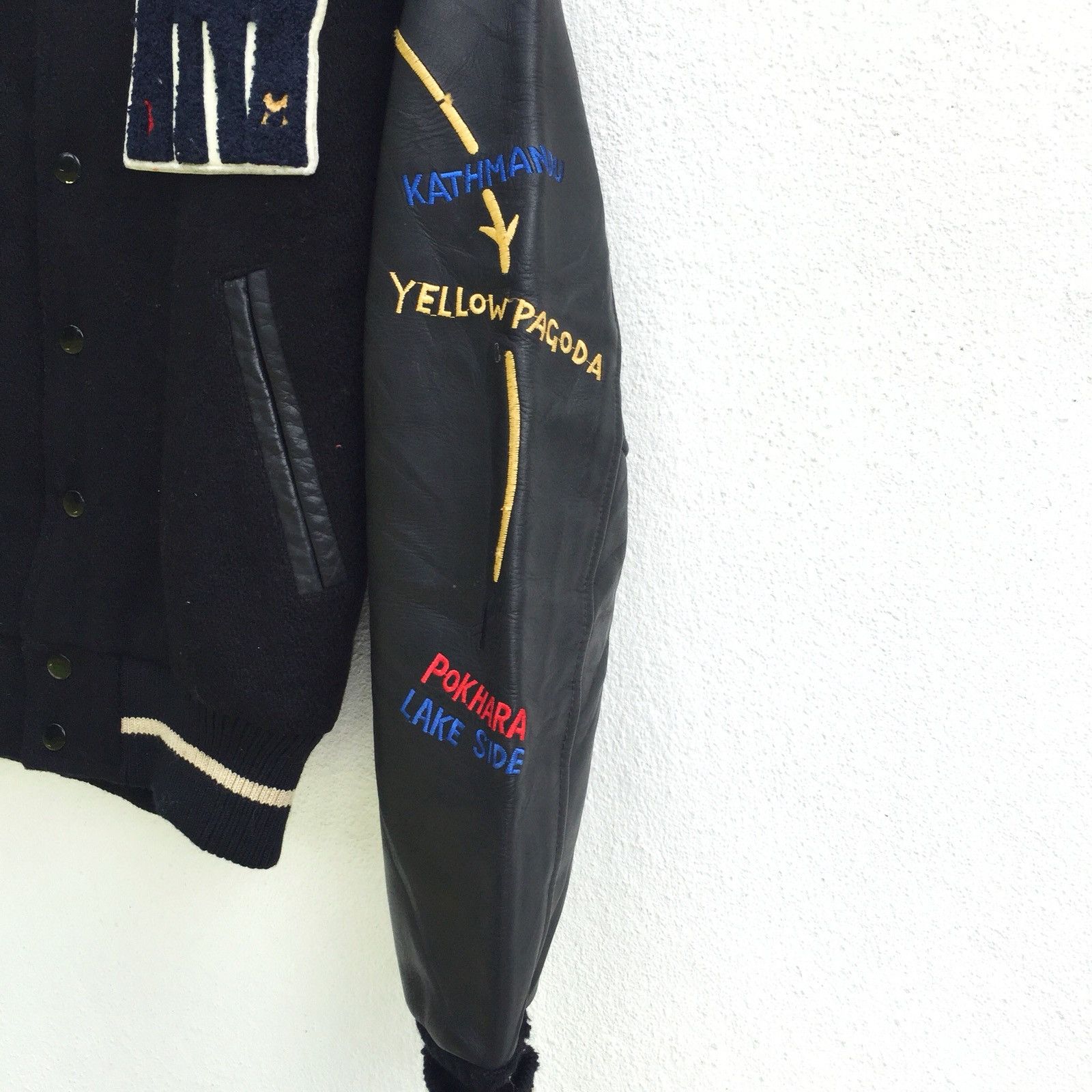 HOLLYWOOD RANCH MARKET RARE🔥HRM "Memory of Nepal" Varsity Leather Jacket Size US S / EU 44-46 / 1 - 4 Thumbnail