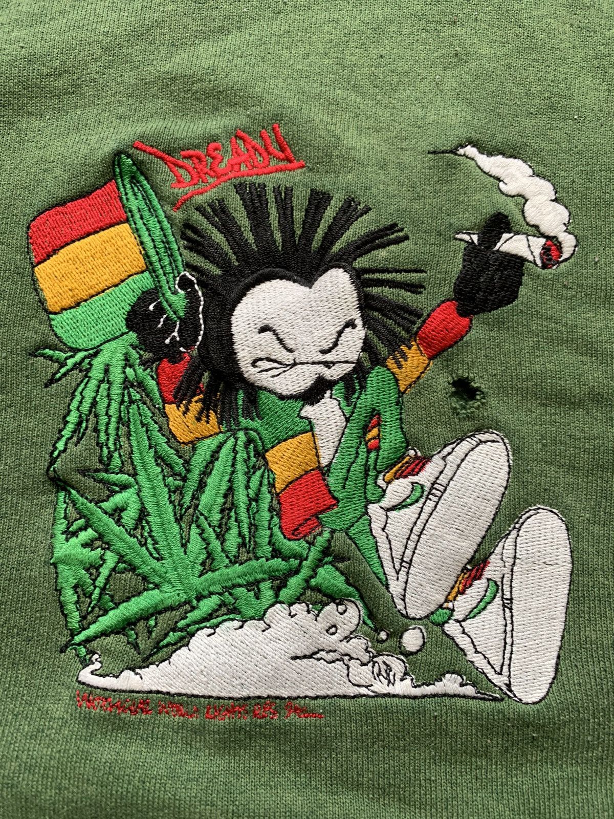 Hook-Ups × Vintage Vintage Dready Rasta Marijuana Sun Faded Hoodie Size US XL / EU 56 / 4 - 4 Thumbnail