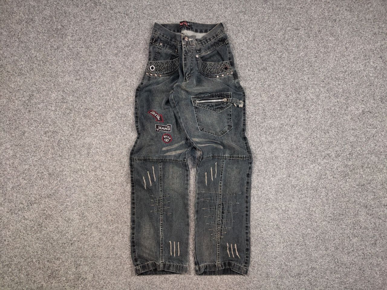 Japanese Brand Vintage 90's Japanese Distressed Washed Cargo Denim Jeans Size US 32 / EU 48 - 1 Thumbnail