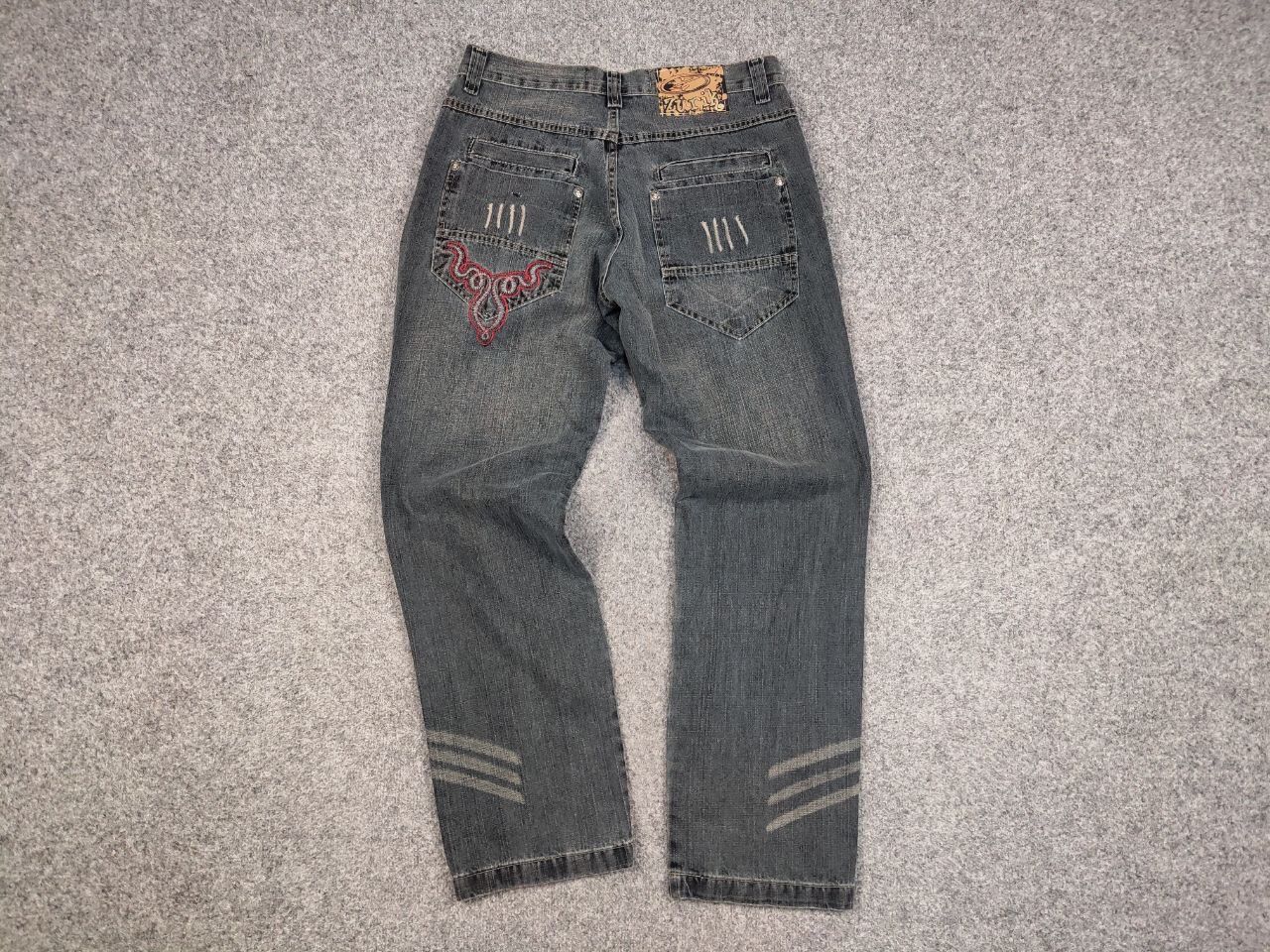 Japanese Brand Vintage 90's Japanese Distressed Washed Cargo Denim Jeans Size US 32 / EU 48 - 12 Thumbnail